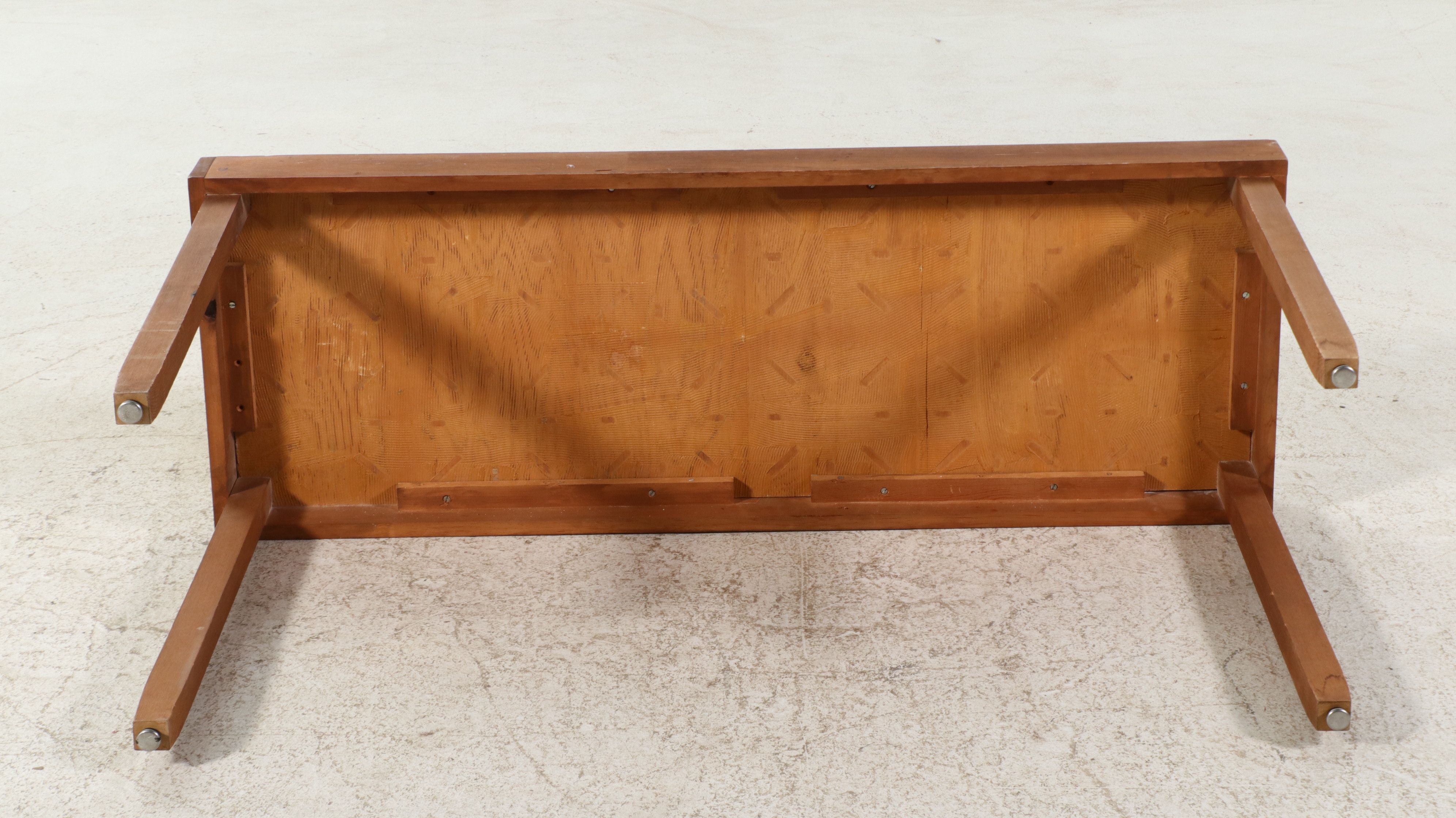Mid Century Modern Teak Console Table with Inset Ceramic Tiles