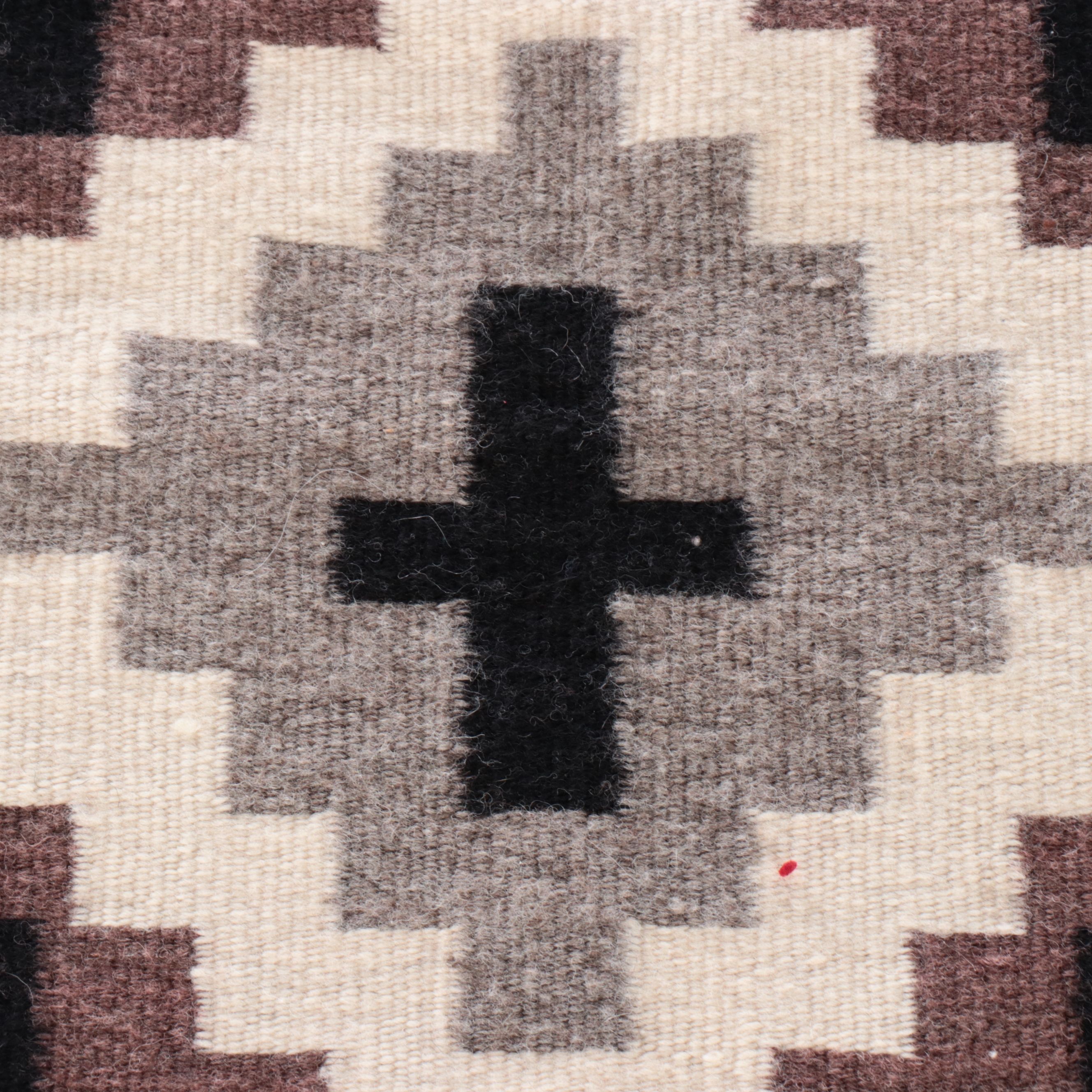 1'10 x 3'2 Handwoven Navajo Two Grey Hills Style Wool Rug