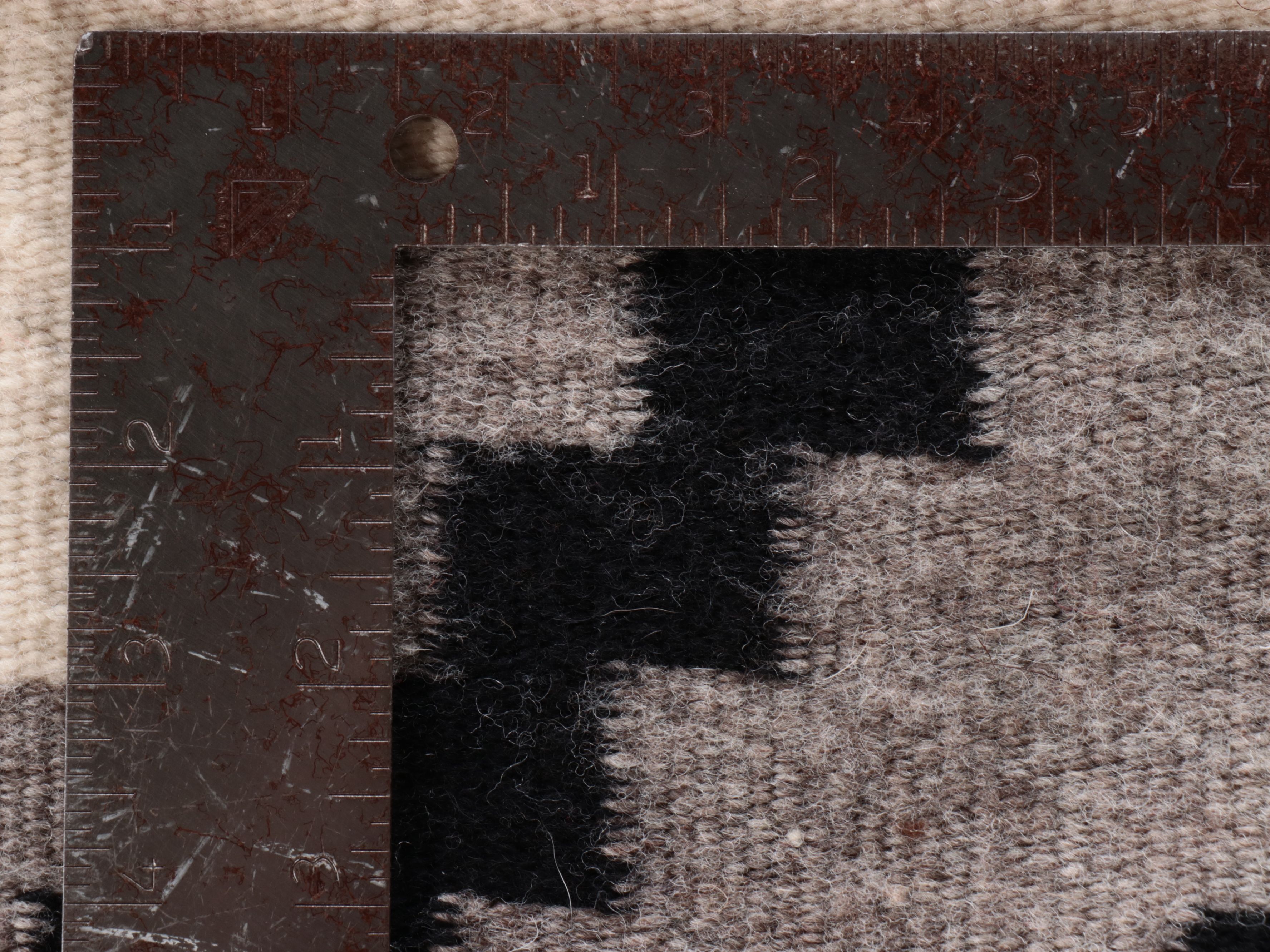 1'10 x 3'2 Handwoven Navajo Two Grey Hills Style Wool Rug