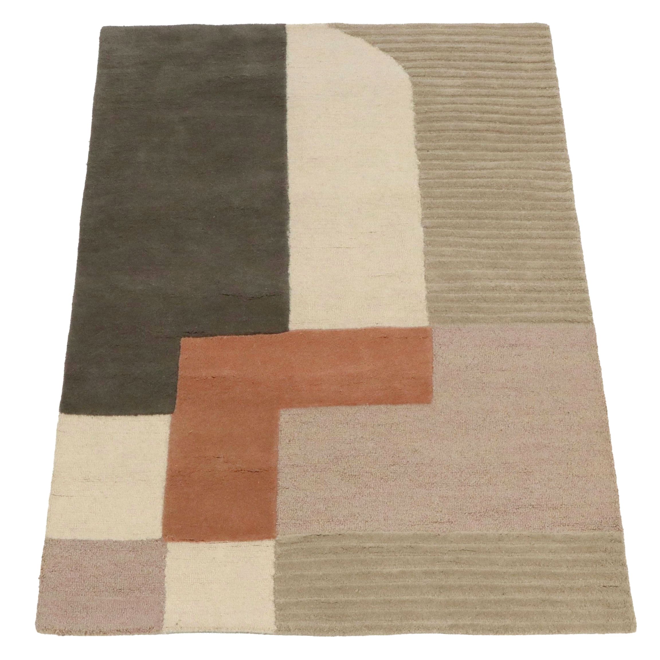 5'1 x 7' Hand-Tufted Indian Contemporary Geometric Area Rug