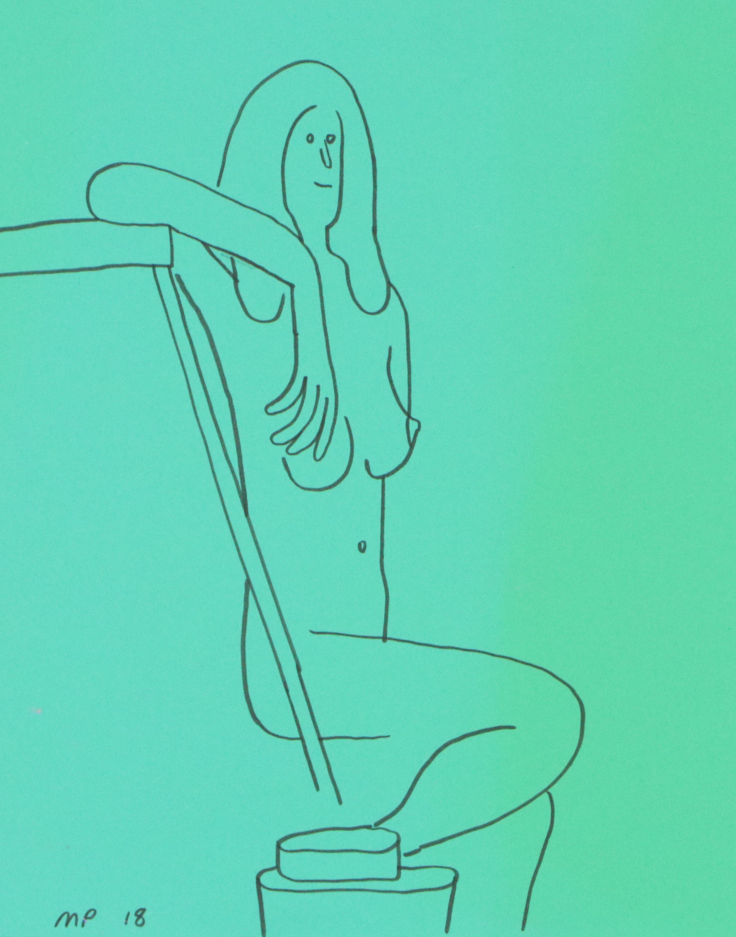 MP Figurative Ink Drawing of Female Nude, 2018