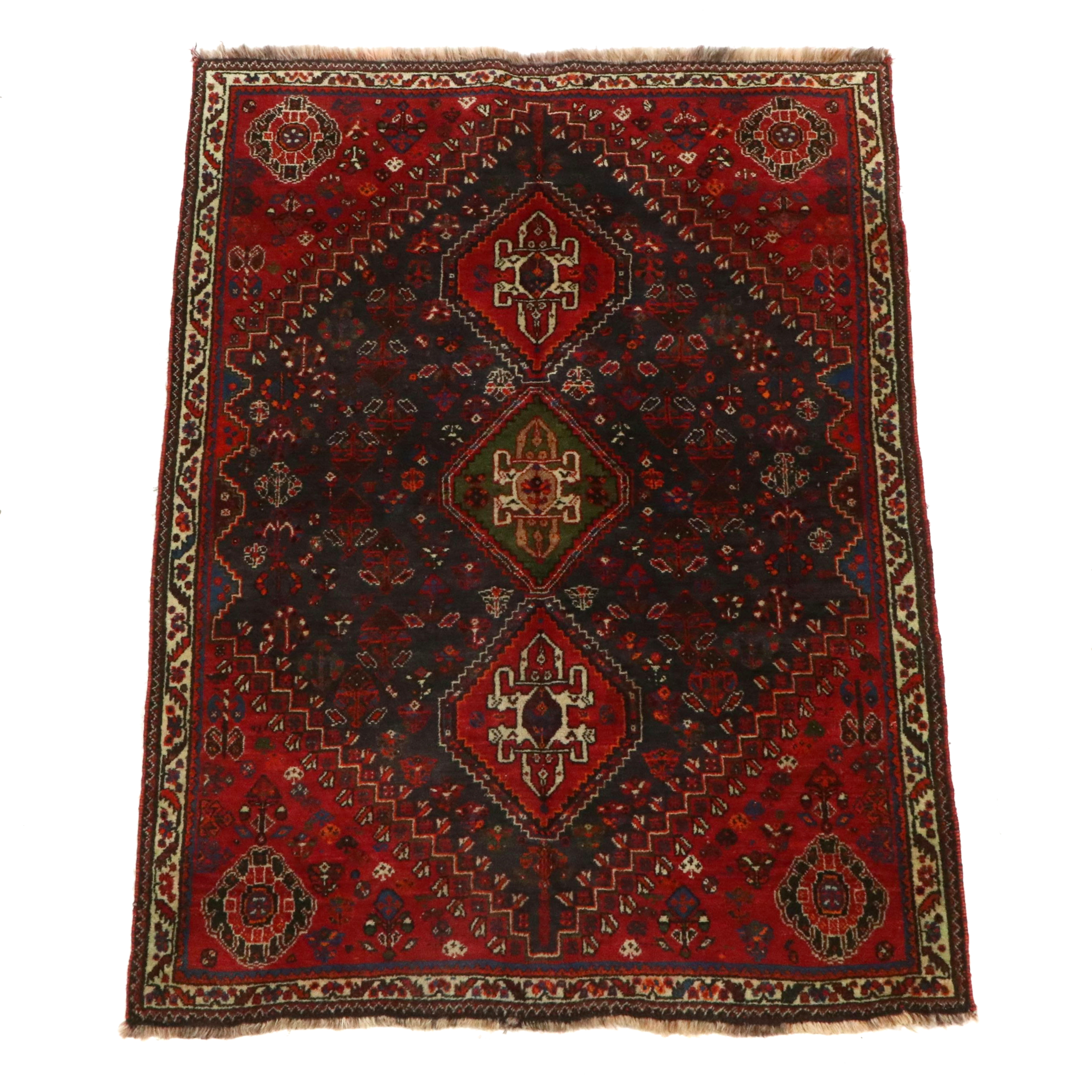 3'9 x 5'6 Hand-Knotted Persian Qashqai Area Rug