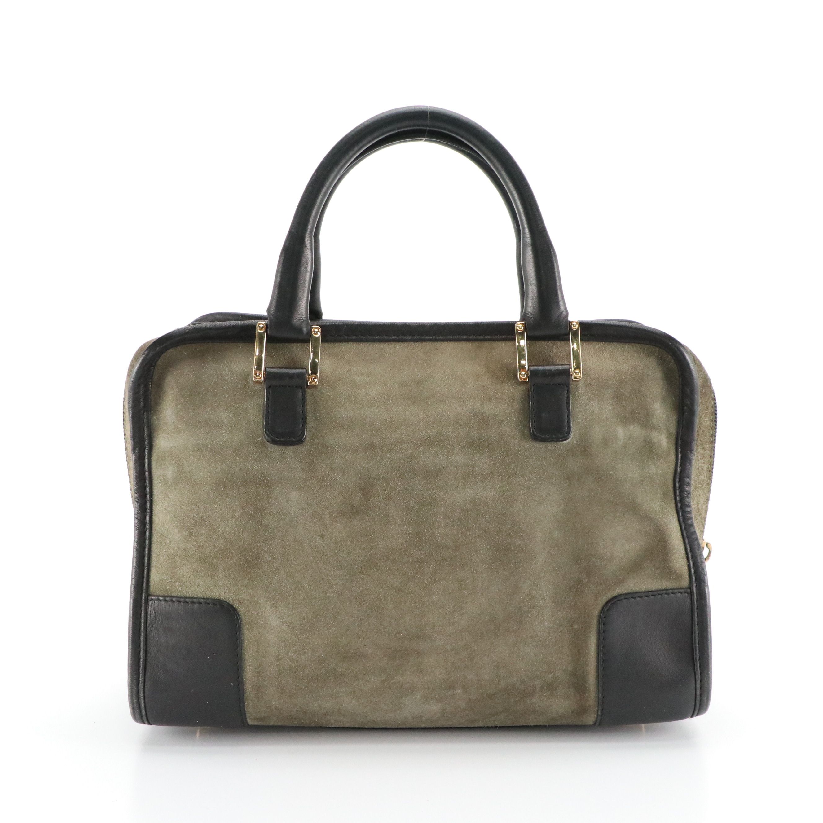 Loewe Amazona 28 Handbag in Suede and Black Calfskin Leather