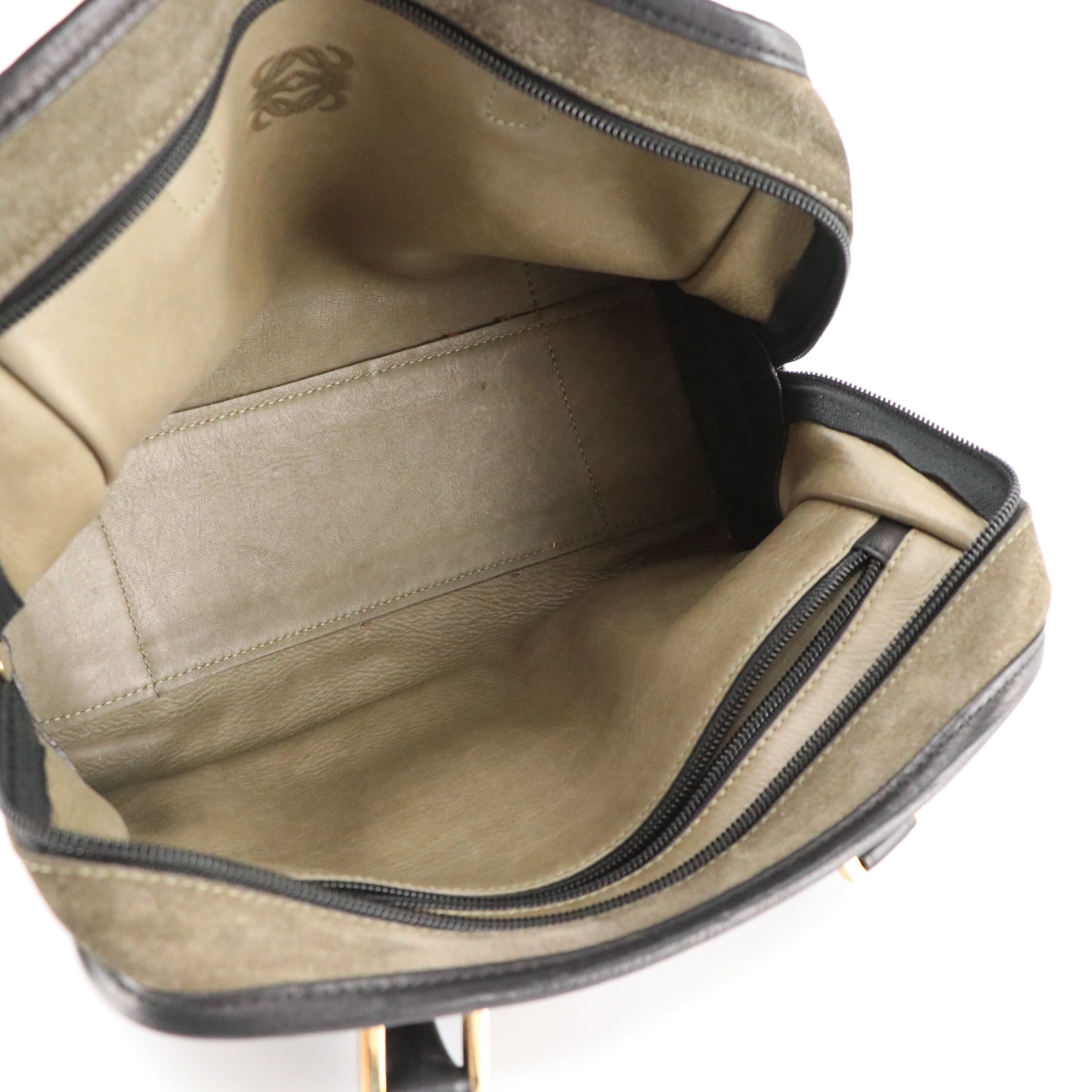 Loewe Amazona 28 Handbag in Suede and Black Calfskin Leather