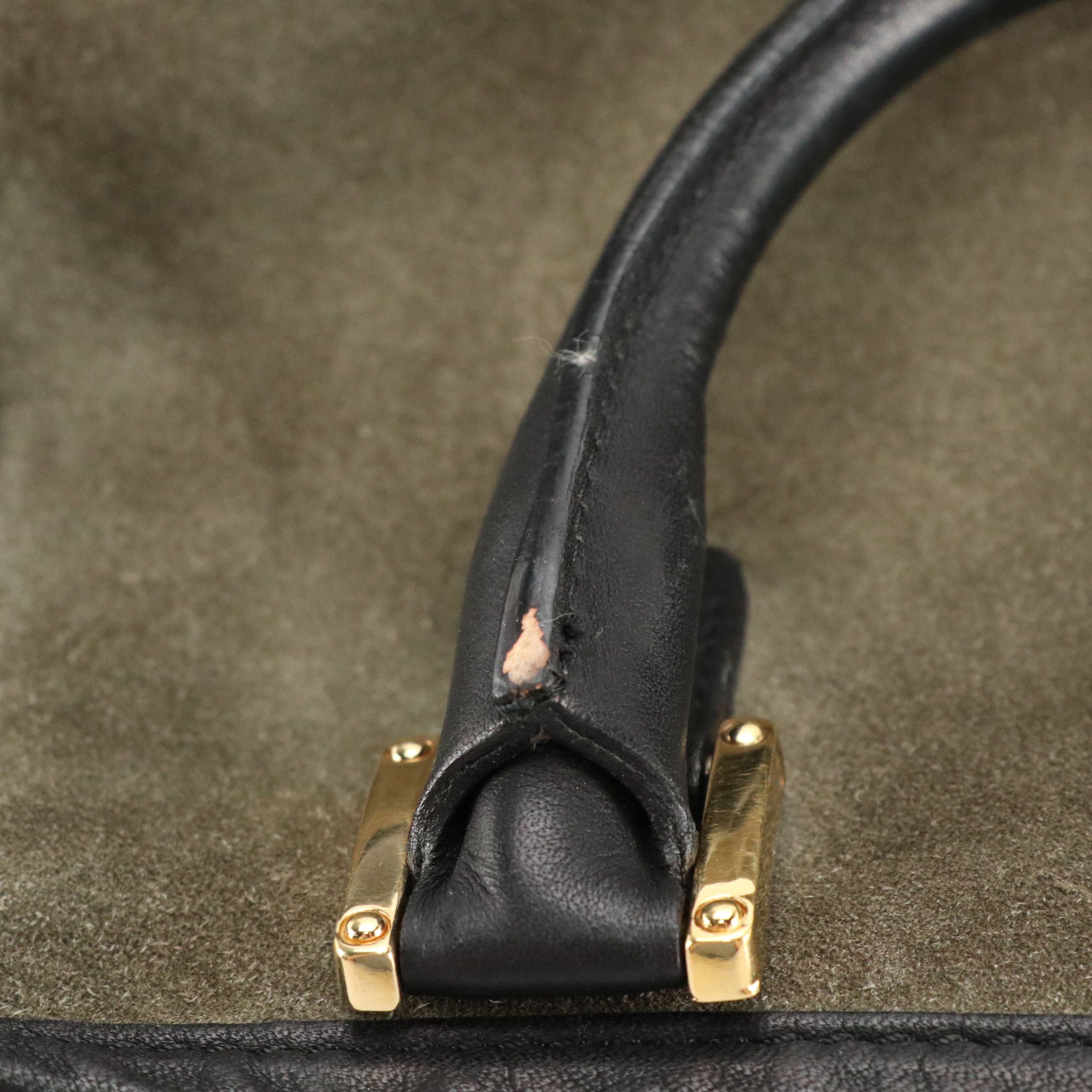 Loewe Amazona 28 Handbag in Suede and Black Calfskin Leather