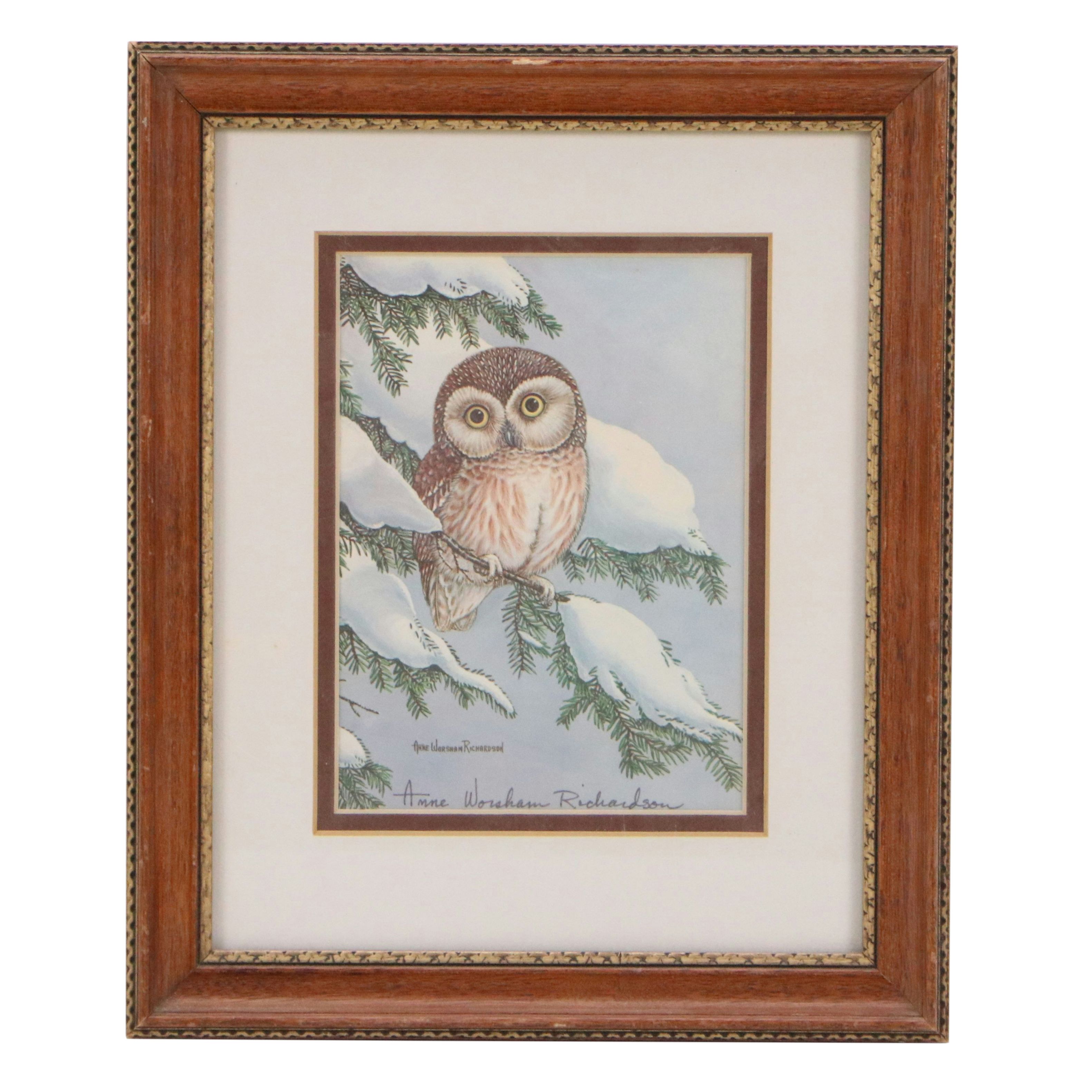 Anne Worsham Richardson Offset Lithograph of Owl