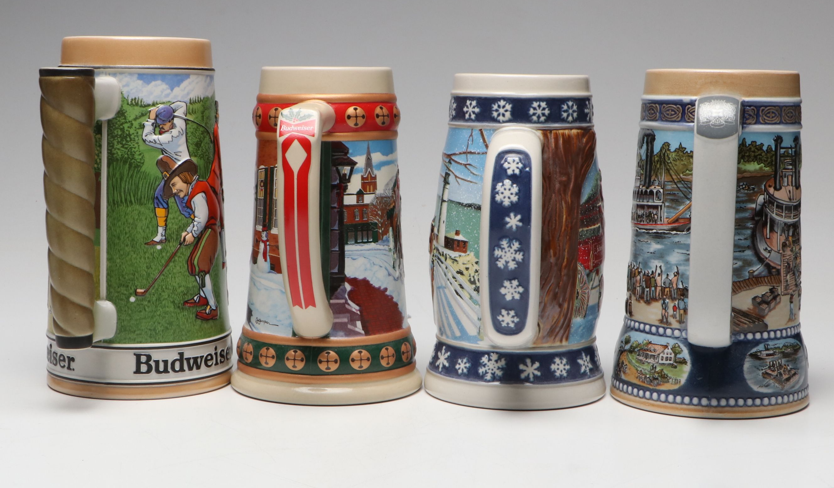 Budweiser Holiday, Sports Series "Golf" and Miller High Life Steins, 1990s