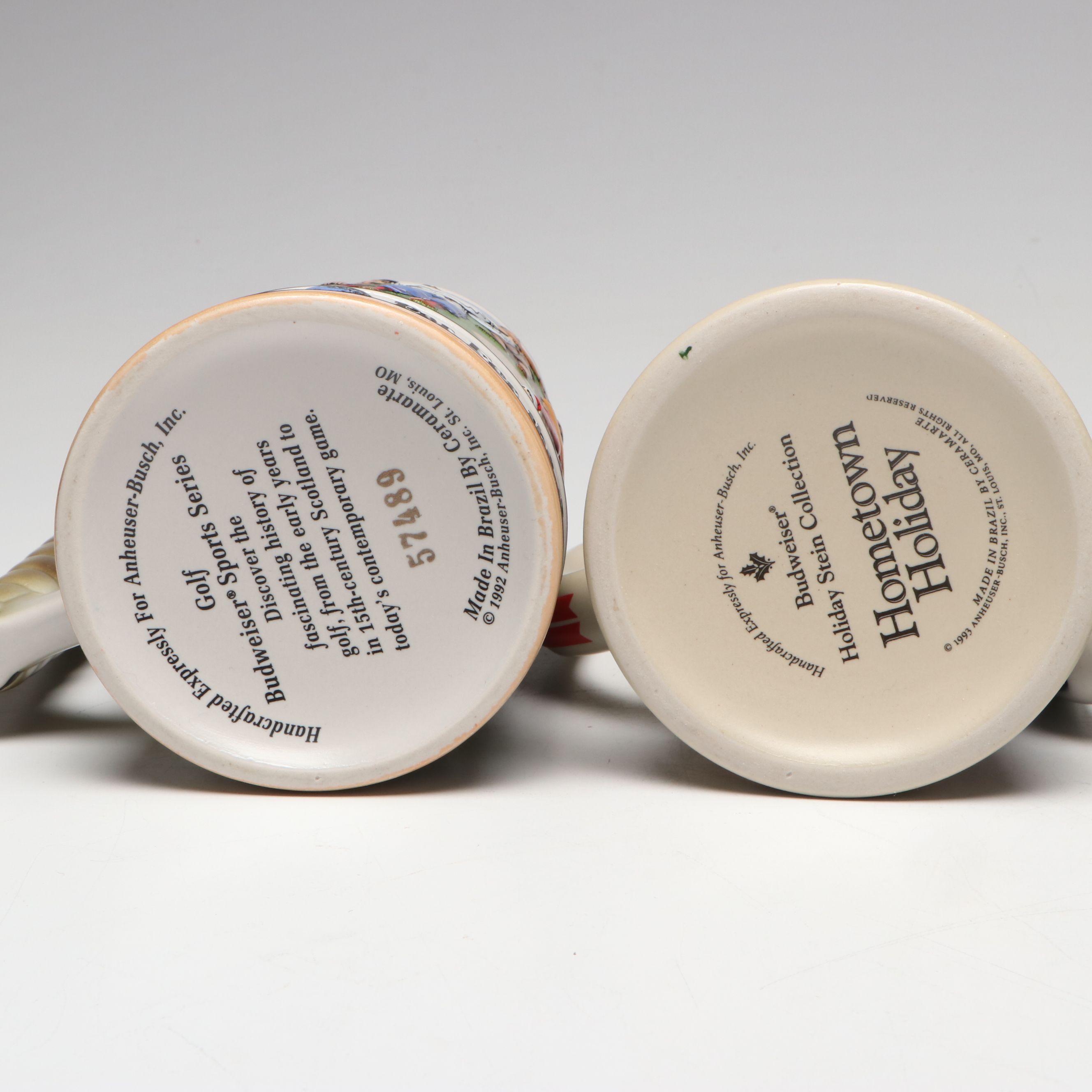 Budweiser Holiday, Sports Series "Golf" and Miller High Life Steins, 1990s