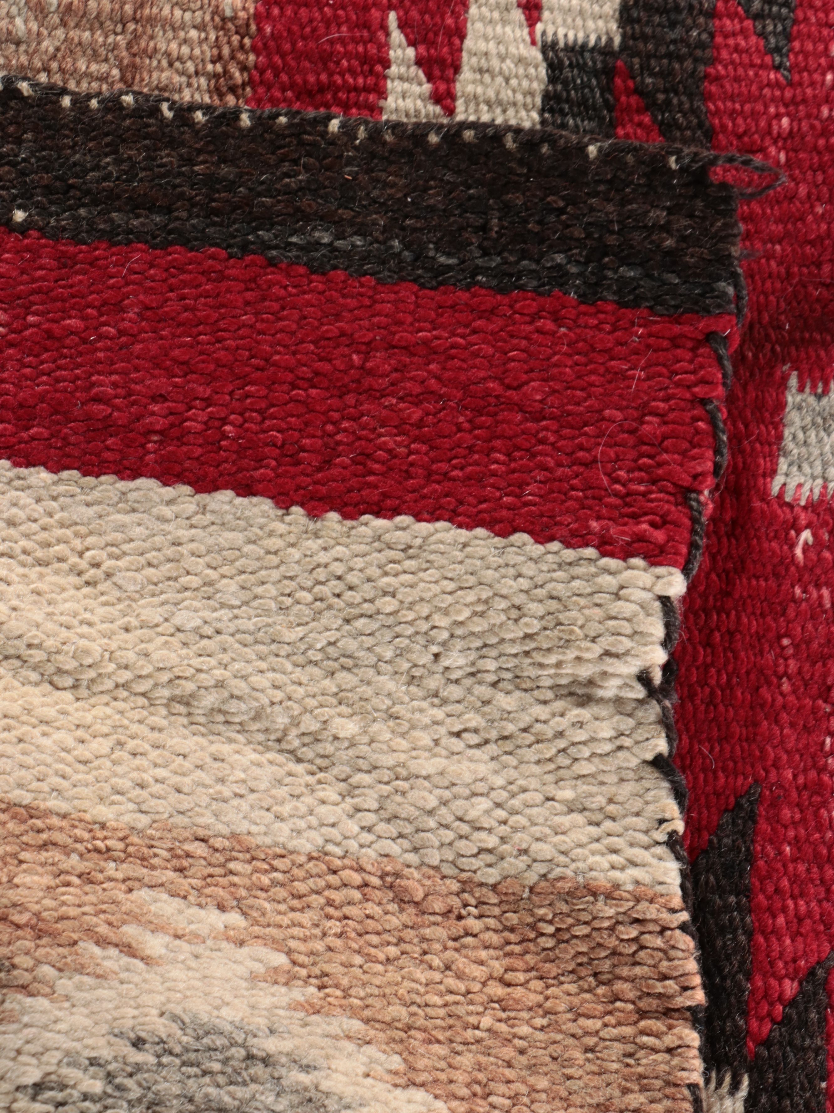 3'2 x 5'10 Handwoven Navajo Spider Woman Cross Wool Accent Rug, Circa 1930s