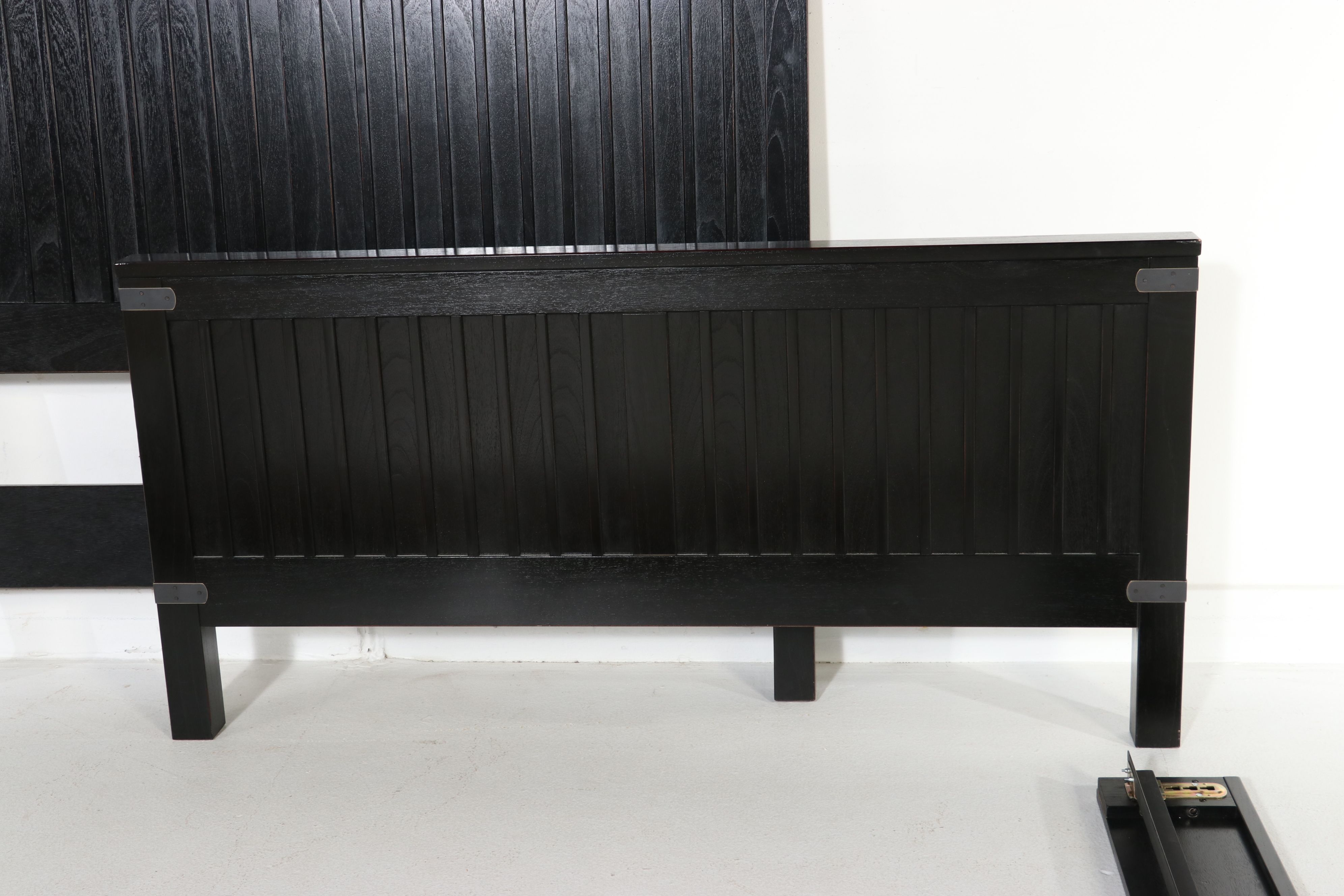 Arhaus Furniture "Lanter" Black Oak Queen Bed Frame, 21st Century