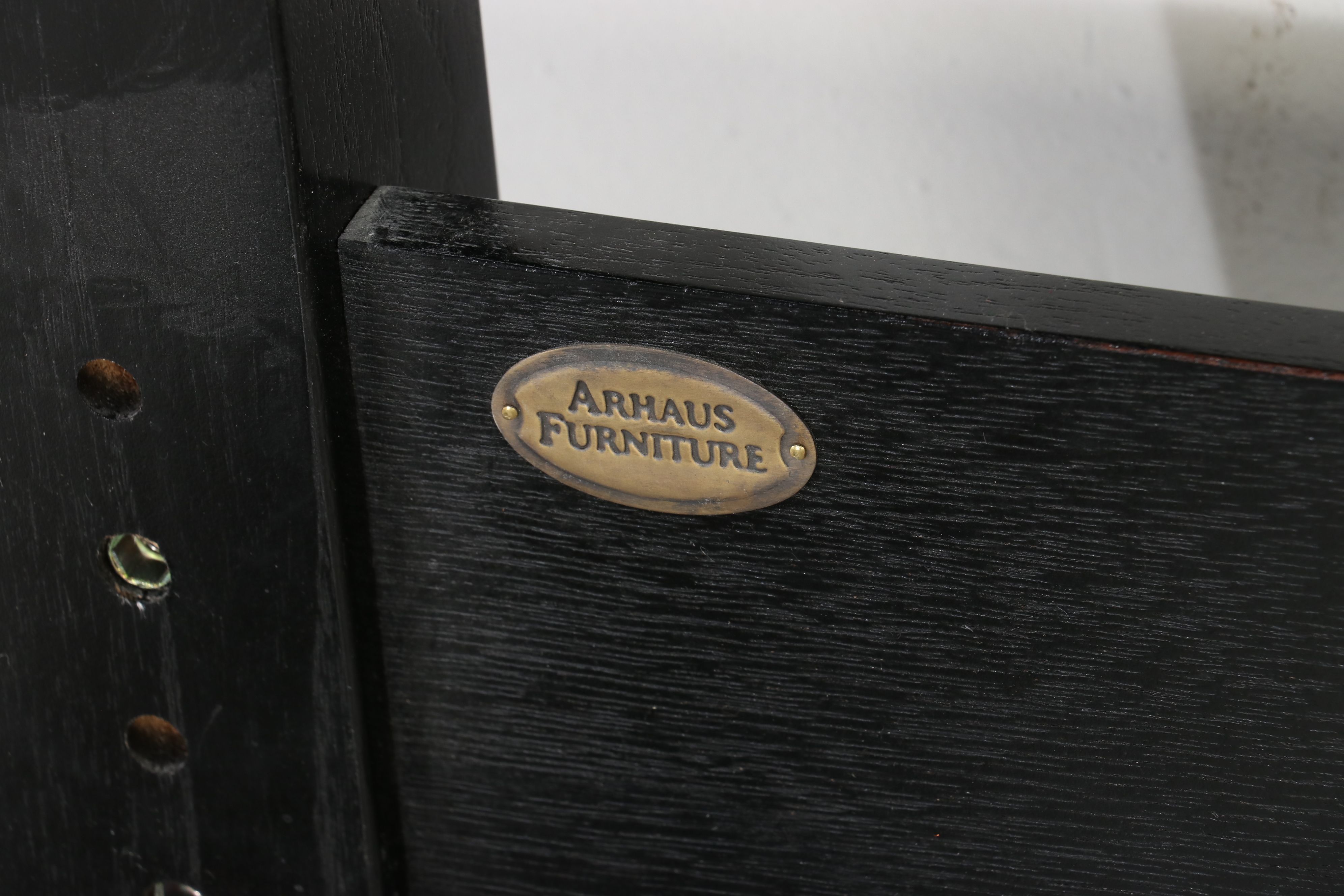 Arhaus Furniture "Lanter" Black Oak Queen Bed Frame, 21st Century