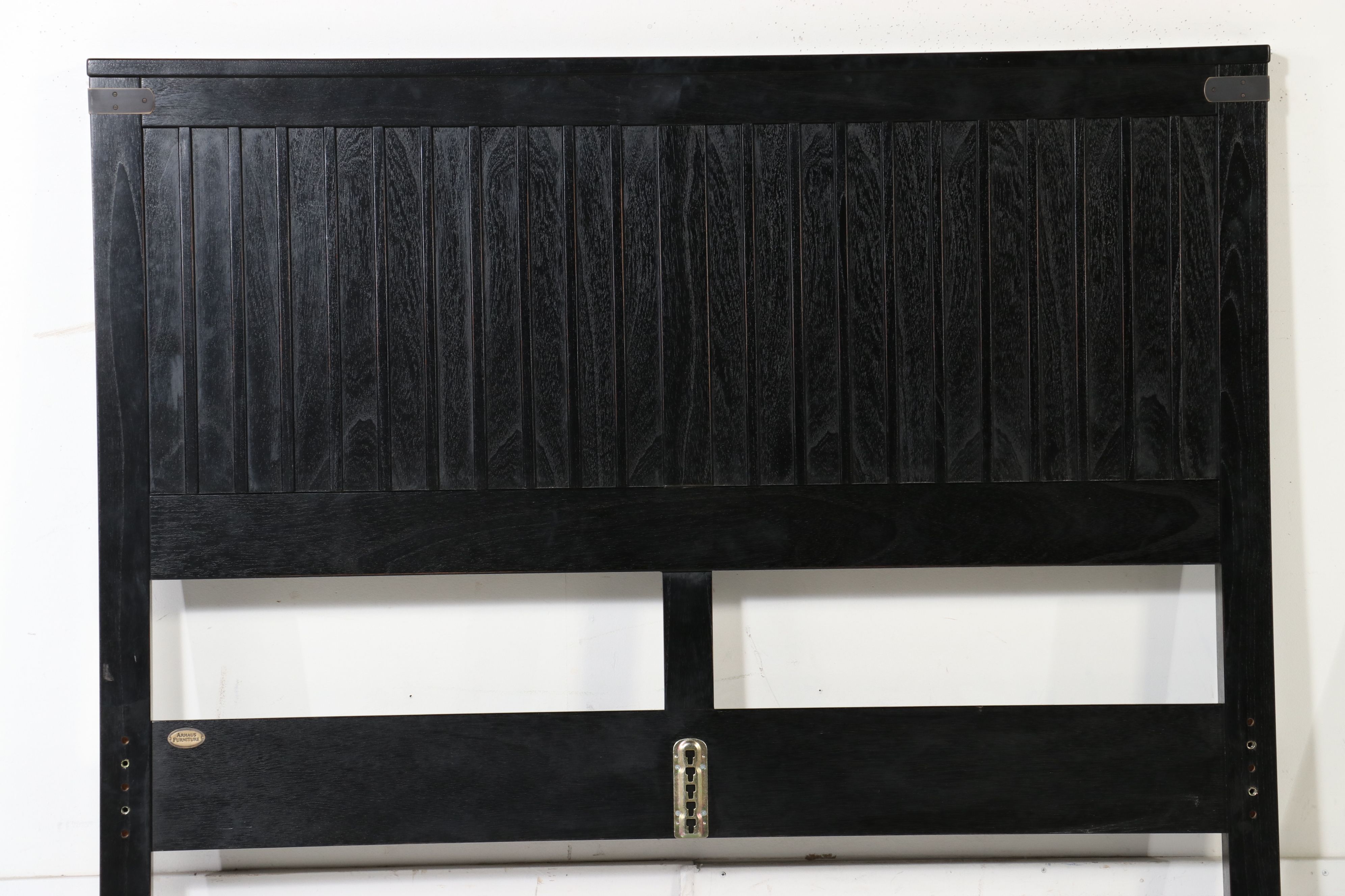 Arhaus Furniture "Lanter" Black Oak Queen Bed Frame, 21st Century