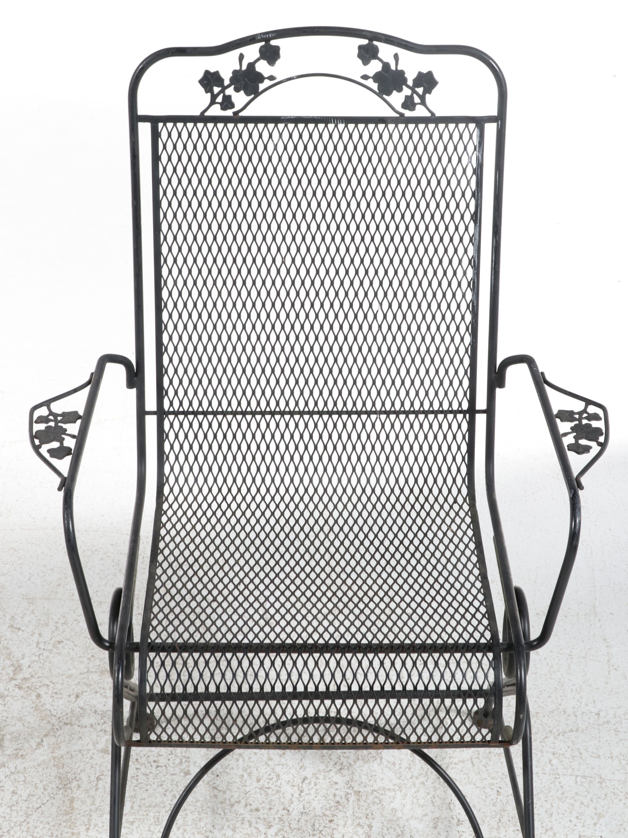 Set of Four Wrought Iron Patio Chairs, Late 20th Century