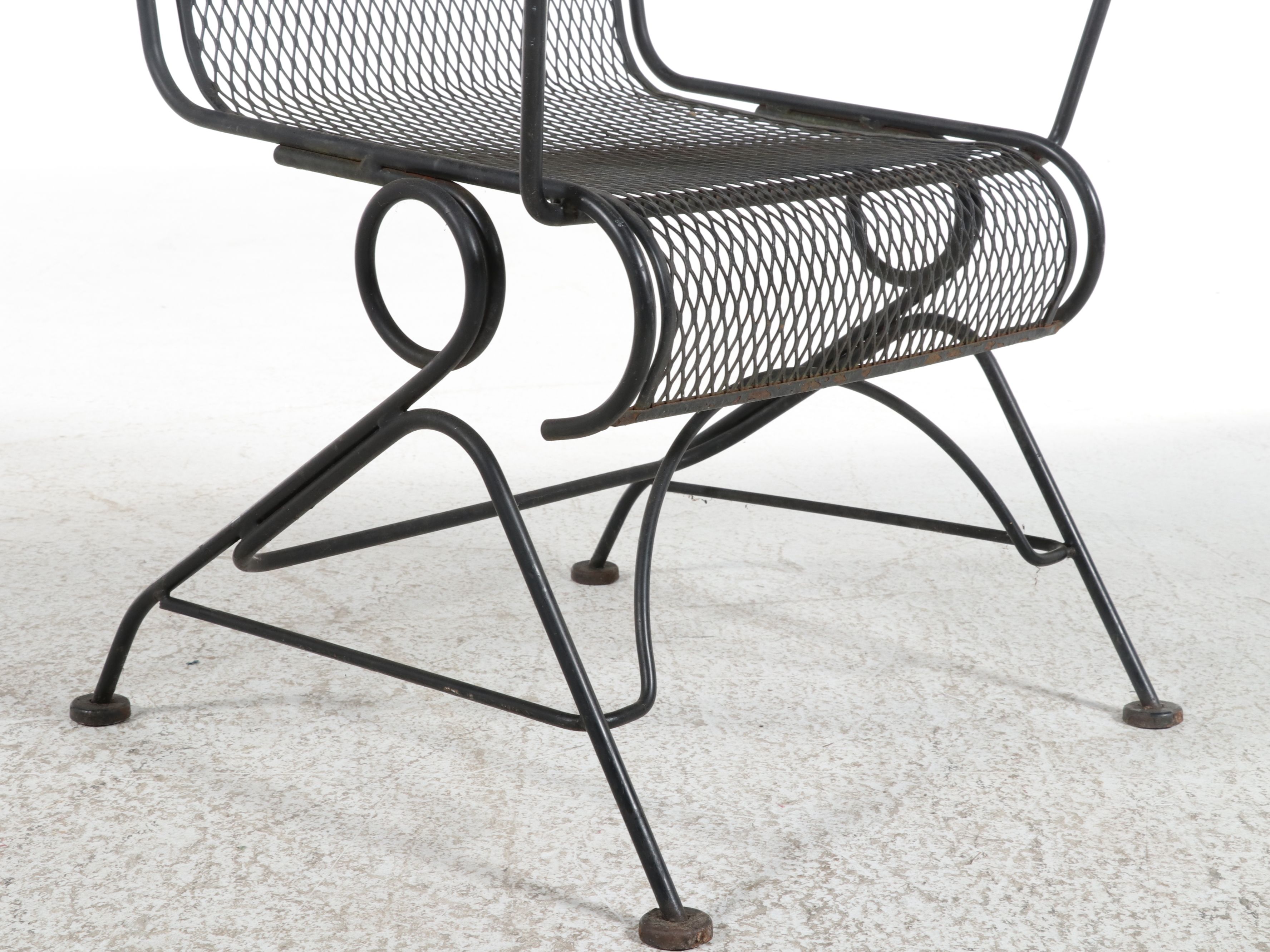 Set of Four Wrought Iron Patio Chairs, Late 20th Century