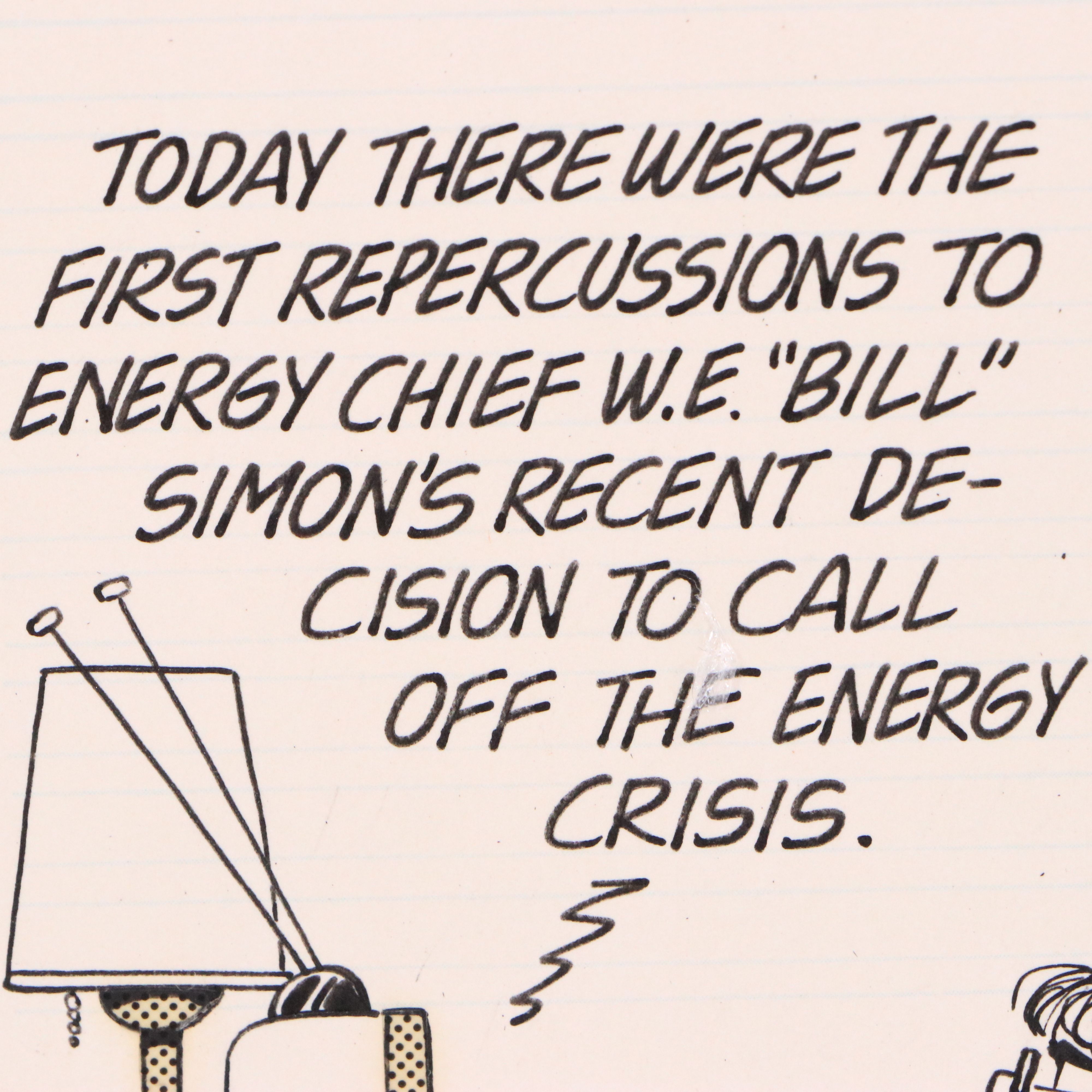 Garry Trudeau Cartoon Ink Illustration "Doonesbury," 1974