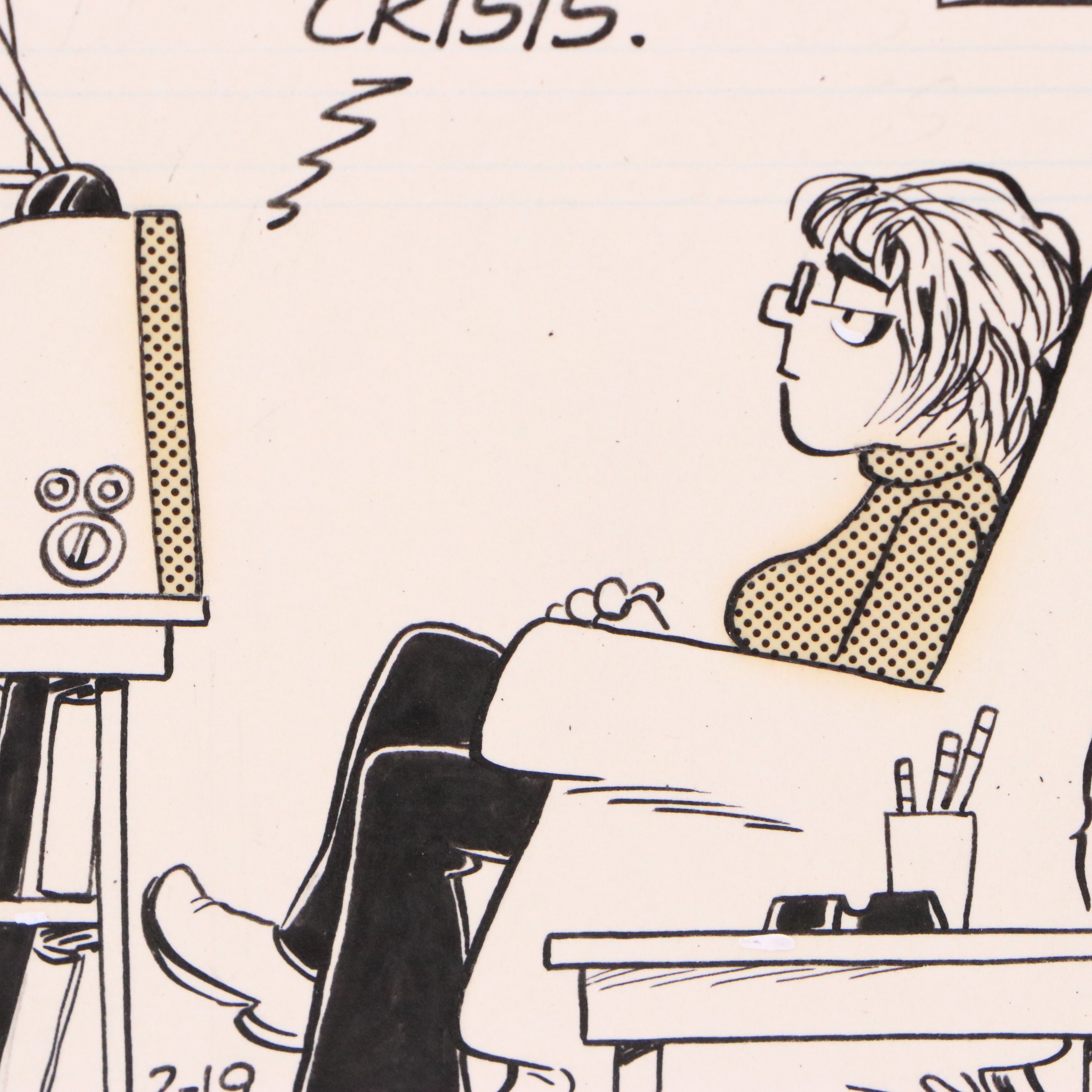 Garry Trudeau Cartoon Ink Illustration "Doonesbury," 1974