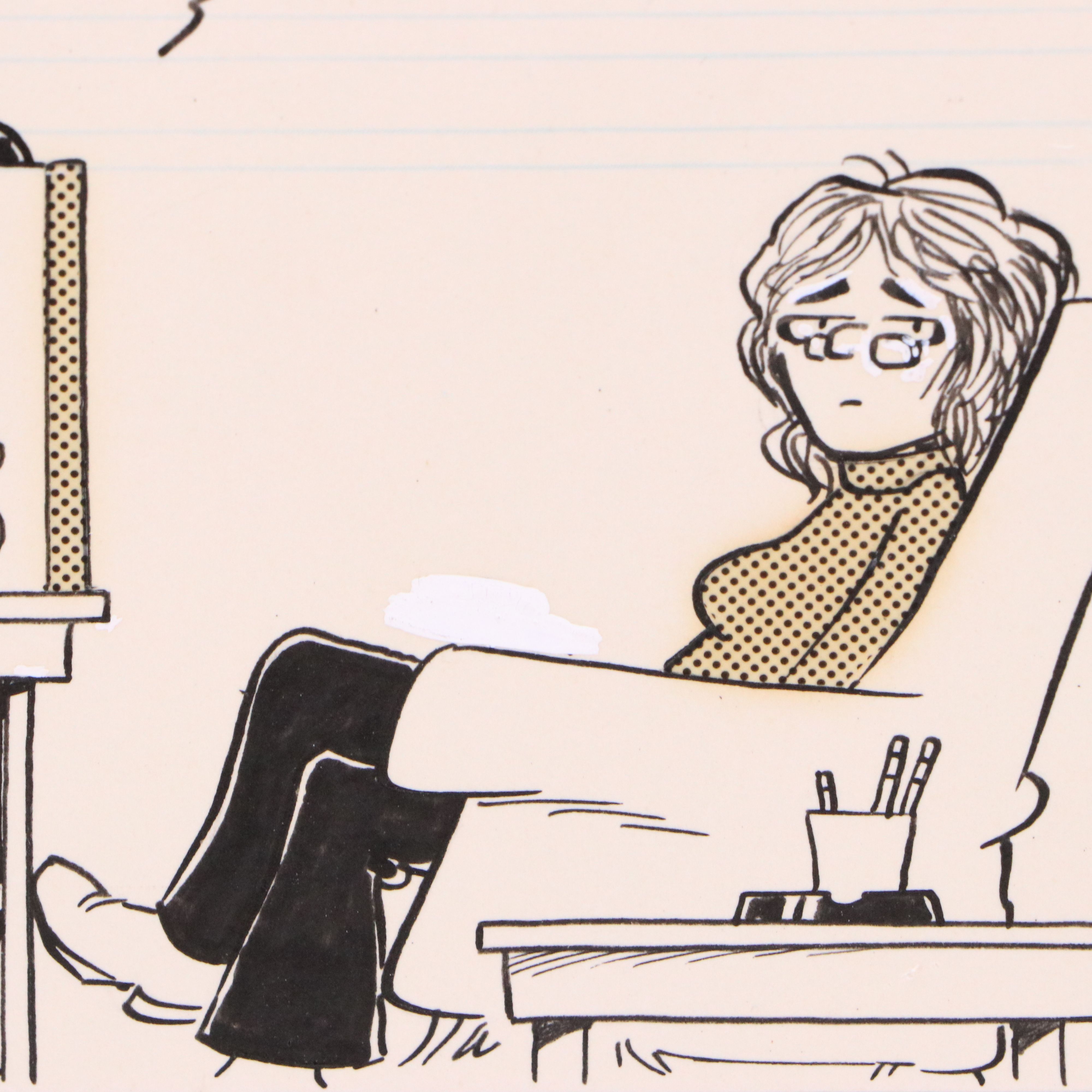 Garry Trudeau Cartoon Ink Illustration "Doonesbury," 1974