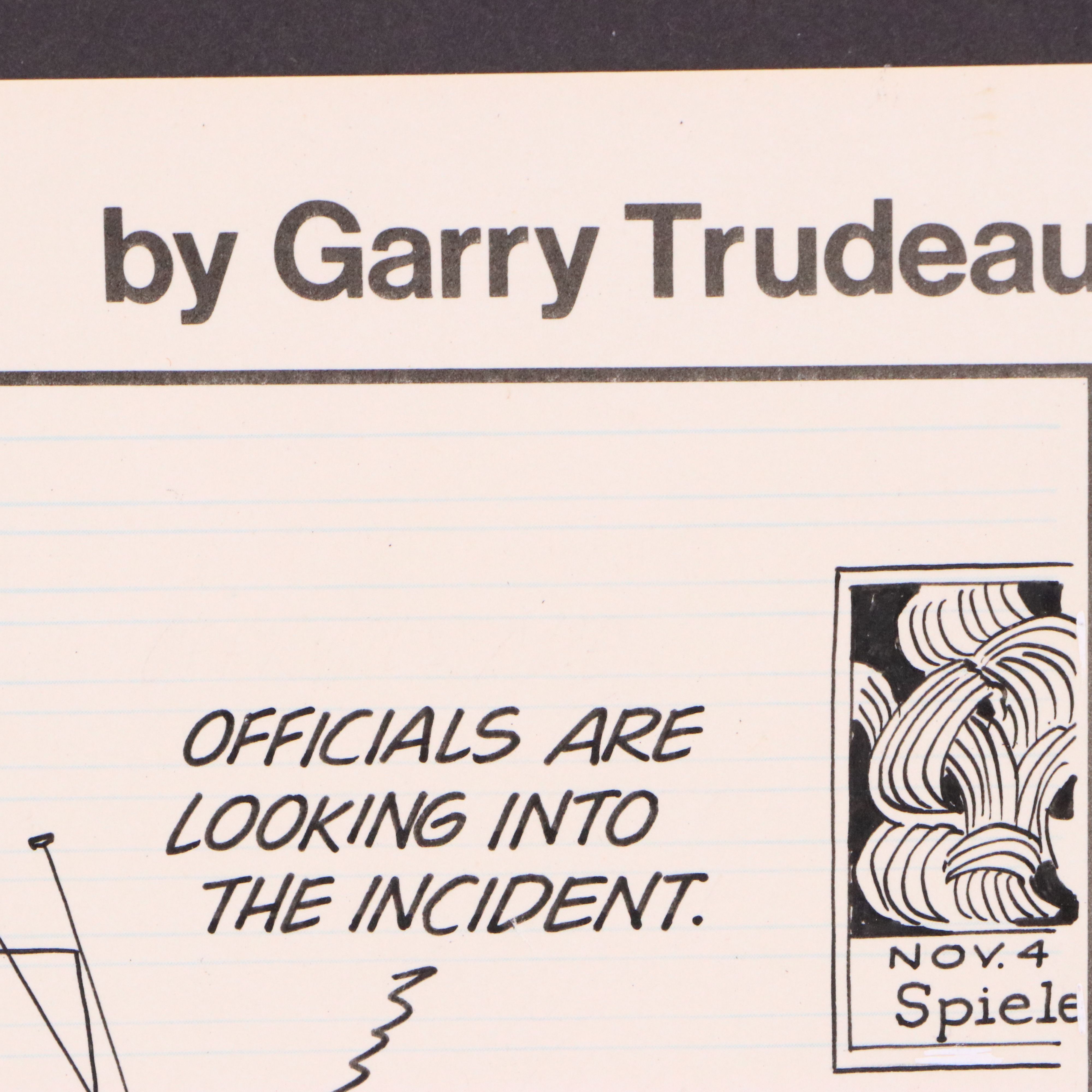 Garry Trudeau Cartoon Ink Illustration "Doonesbury," 1974