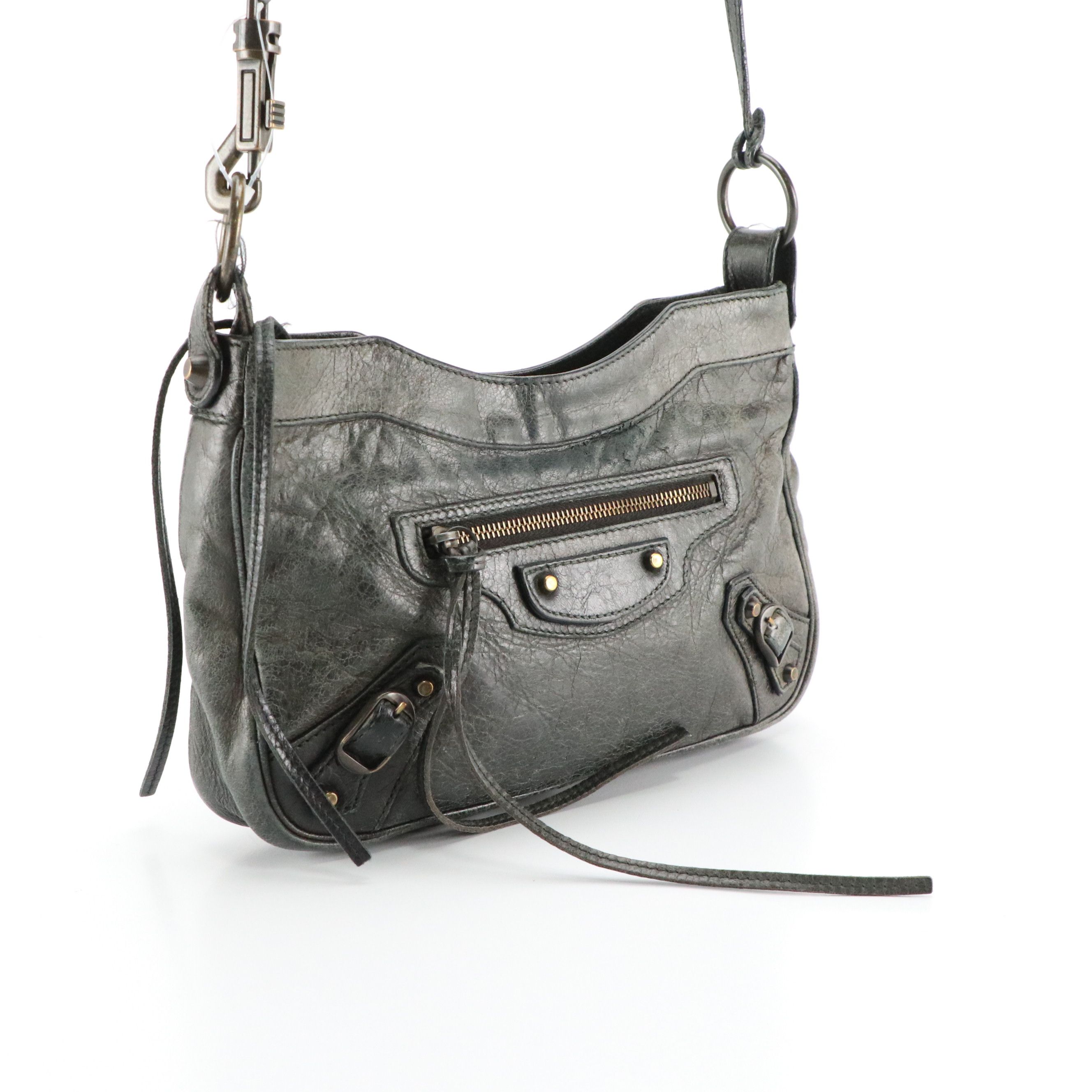 Balenciaga Hip Crossbody Bag in Gris Fossile Agneau Leather
