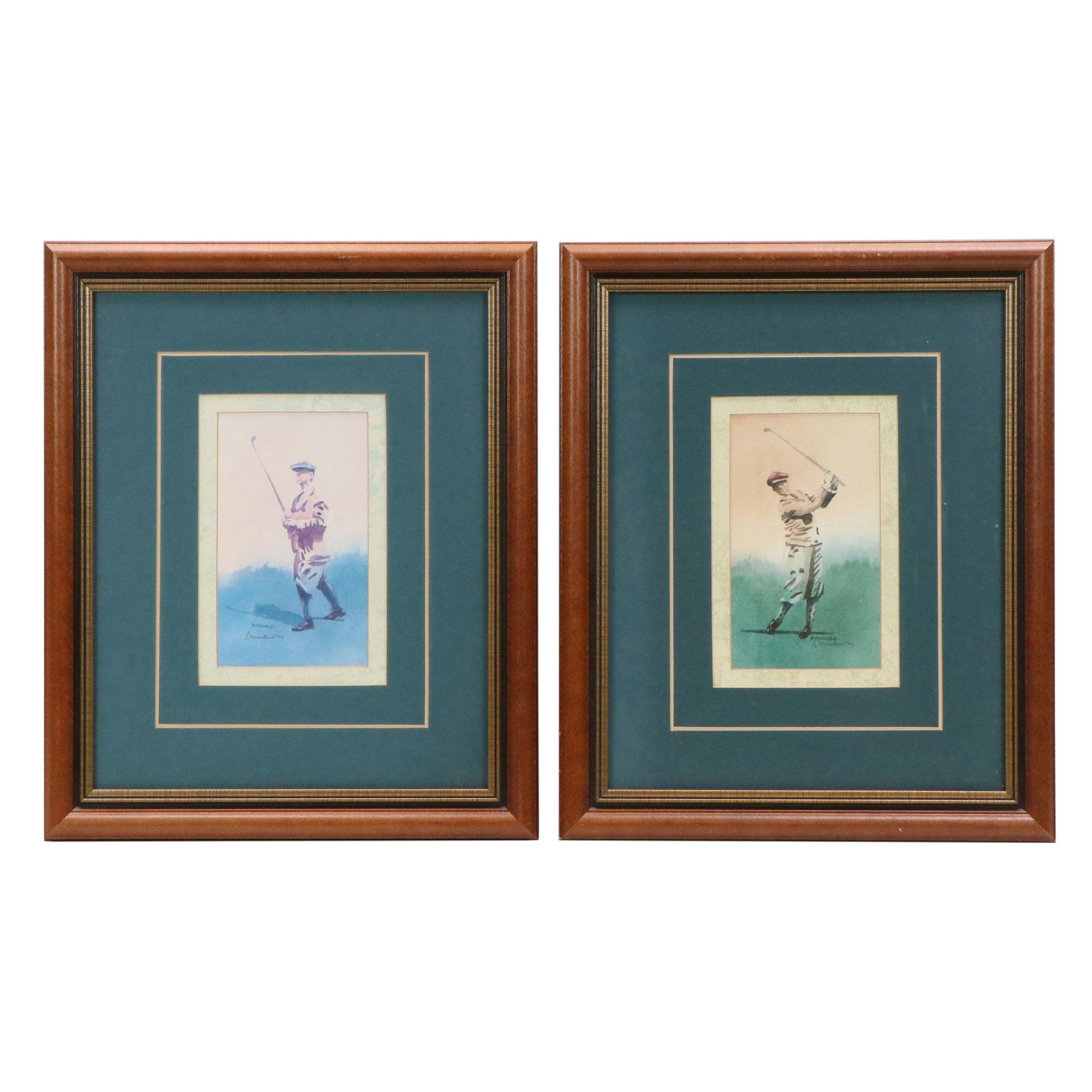 David Nichols Offset Lithographs of Golfers