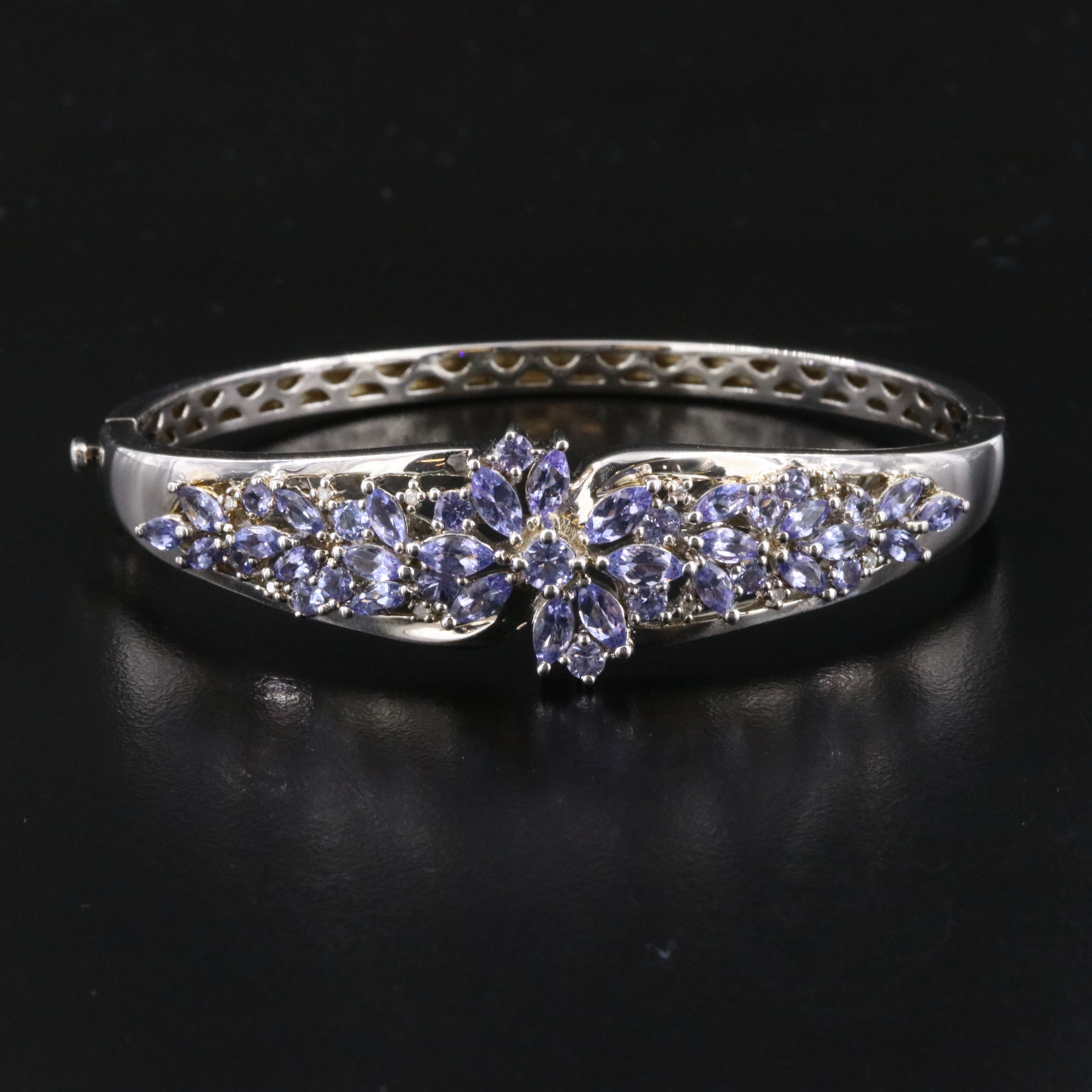 Sterling Tanzanite Hinged Bangle Bracelet