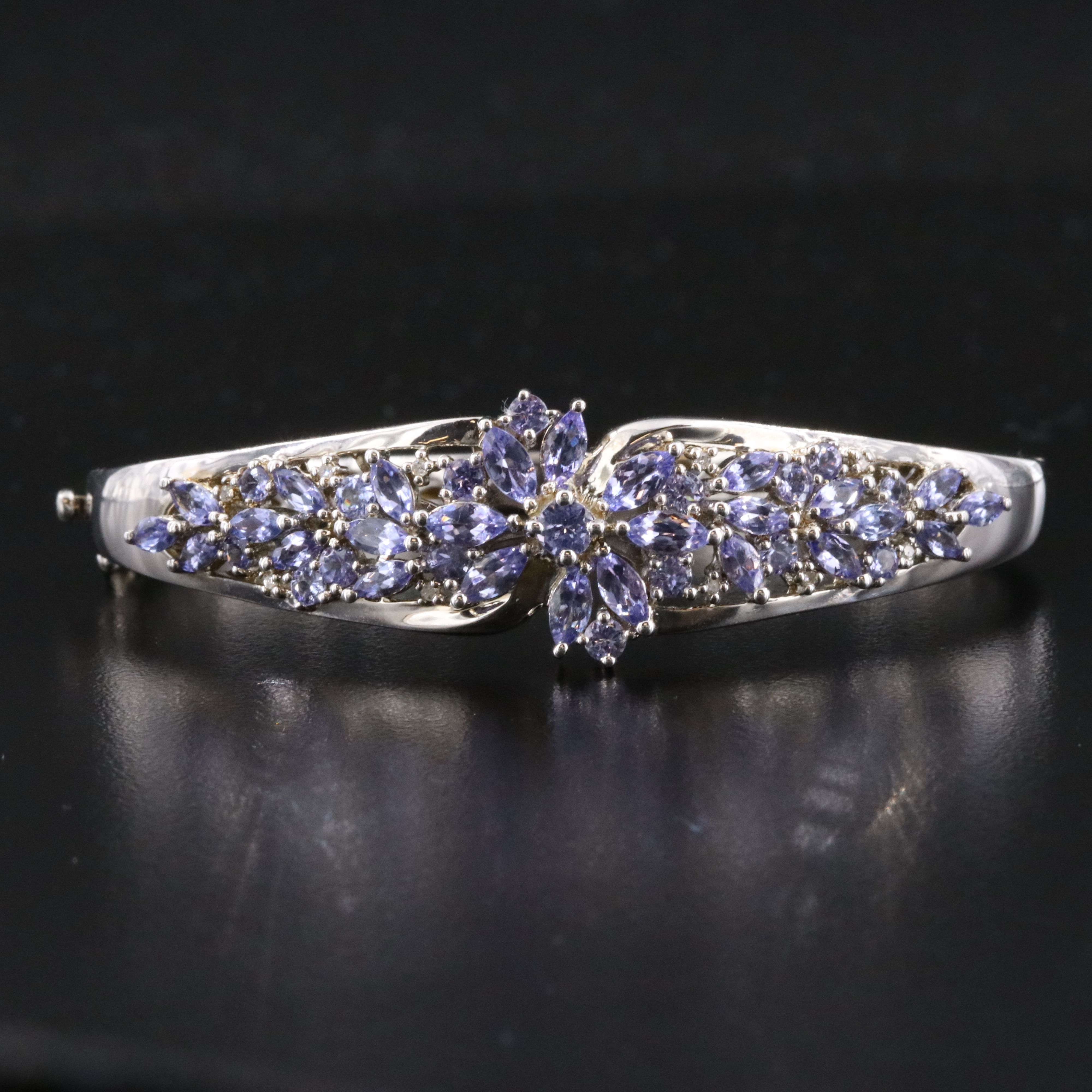 Sterling Tanzanite Hinged Bangle Bracelet