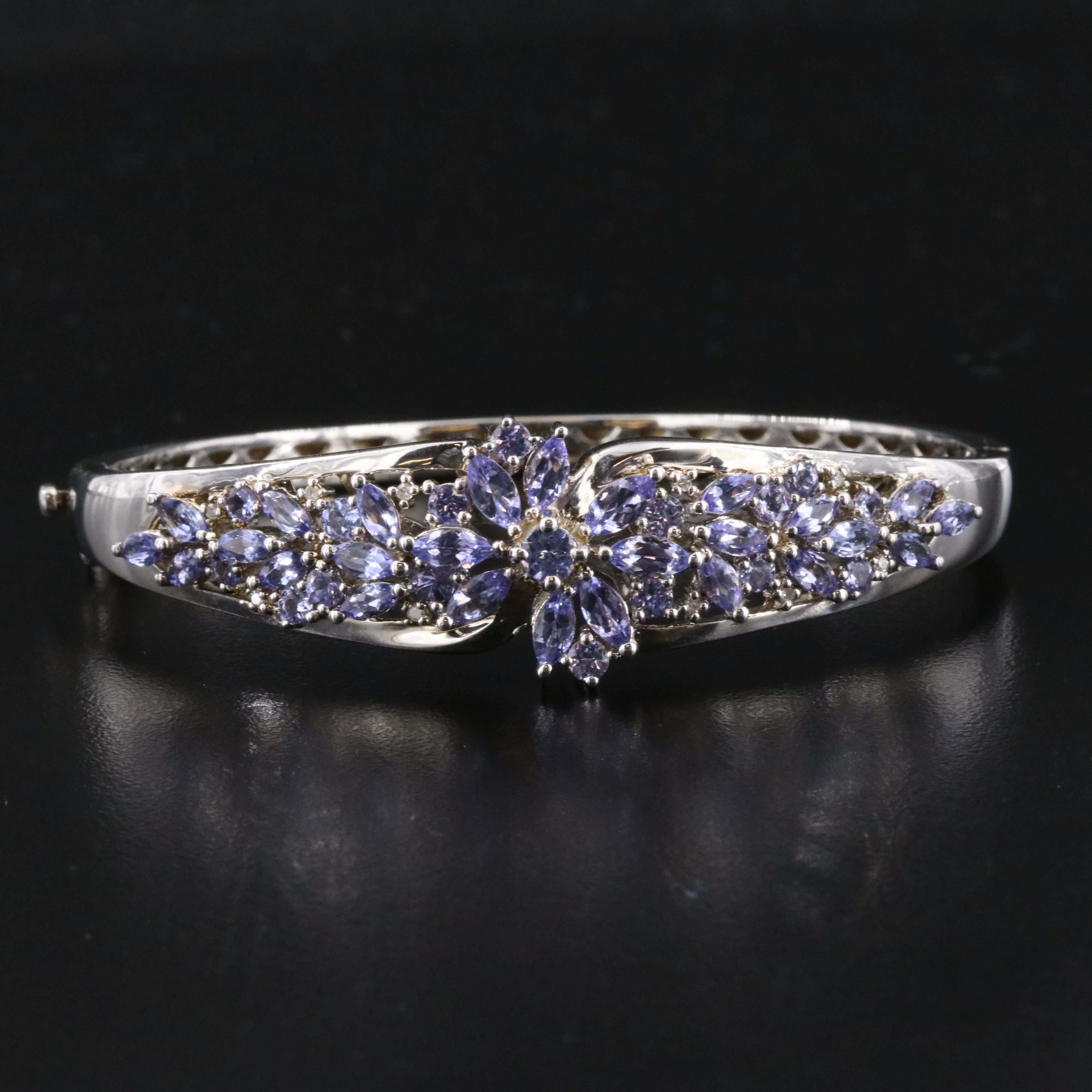 Sterling Tanzanite Hinged Bangle Bracelet