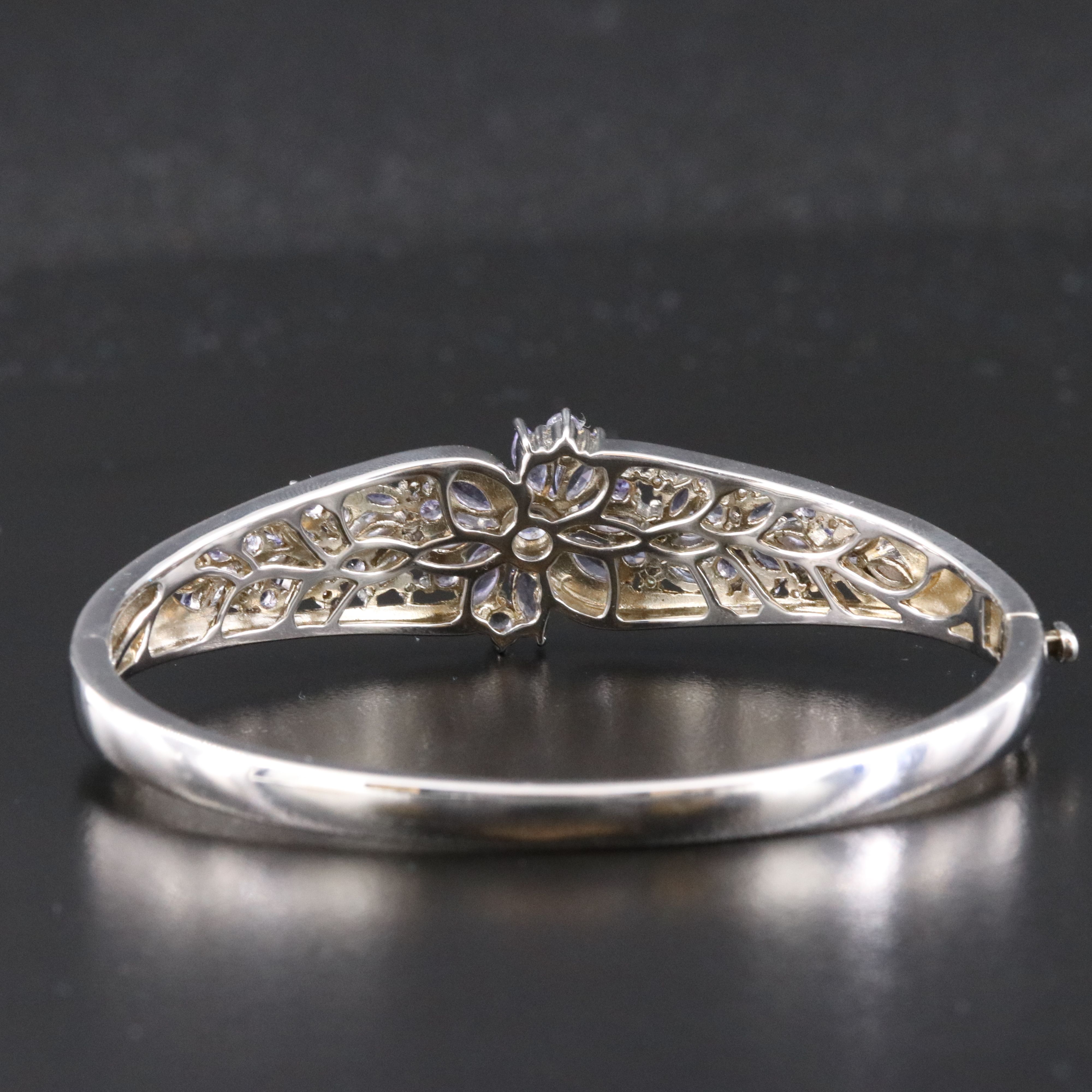 Sterling Tanzanite Hinged Bangle Bracelet