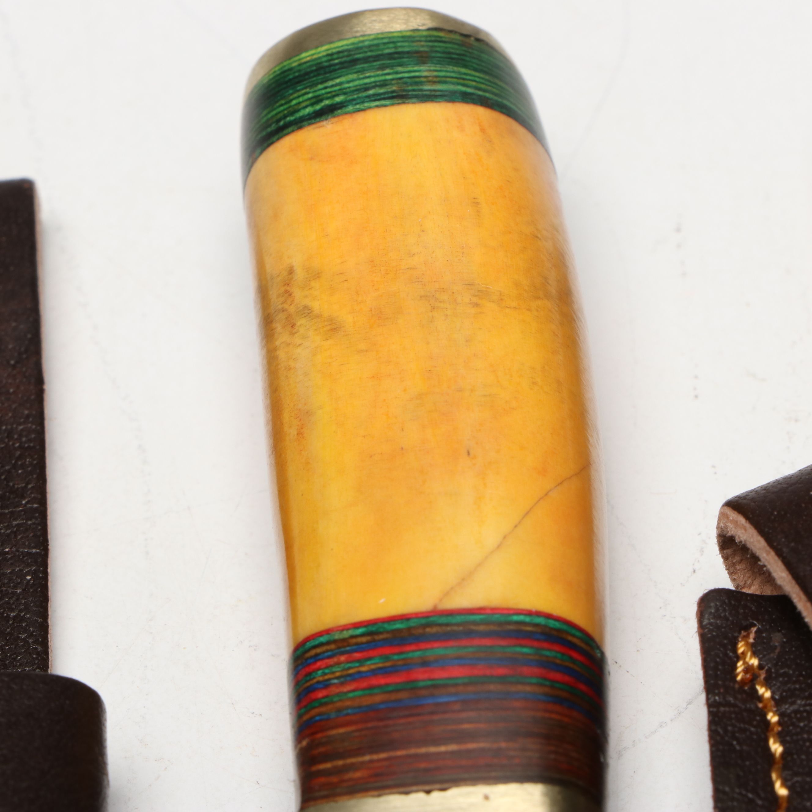 Damascus Steel Skinner and Hunting Knives in Leather Scabbards