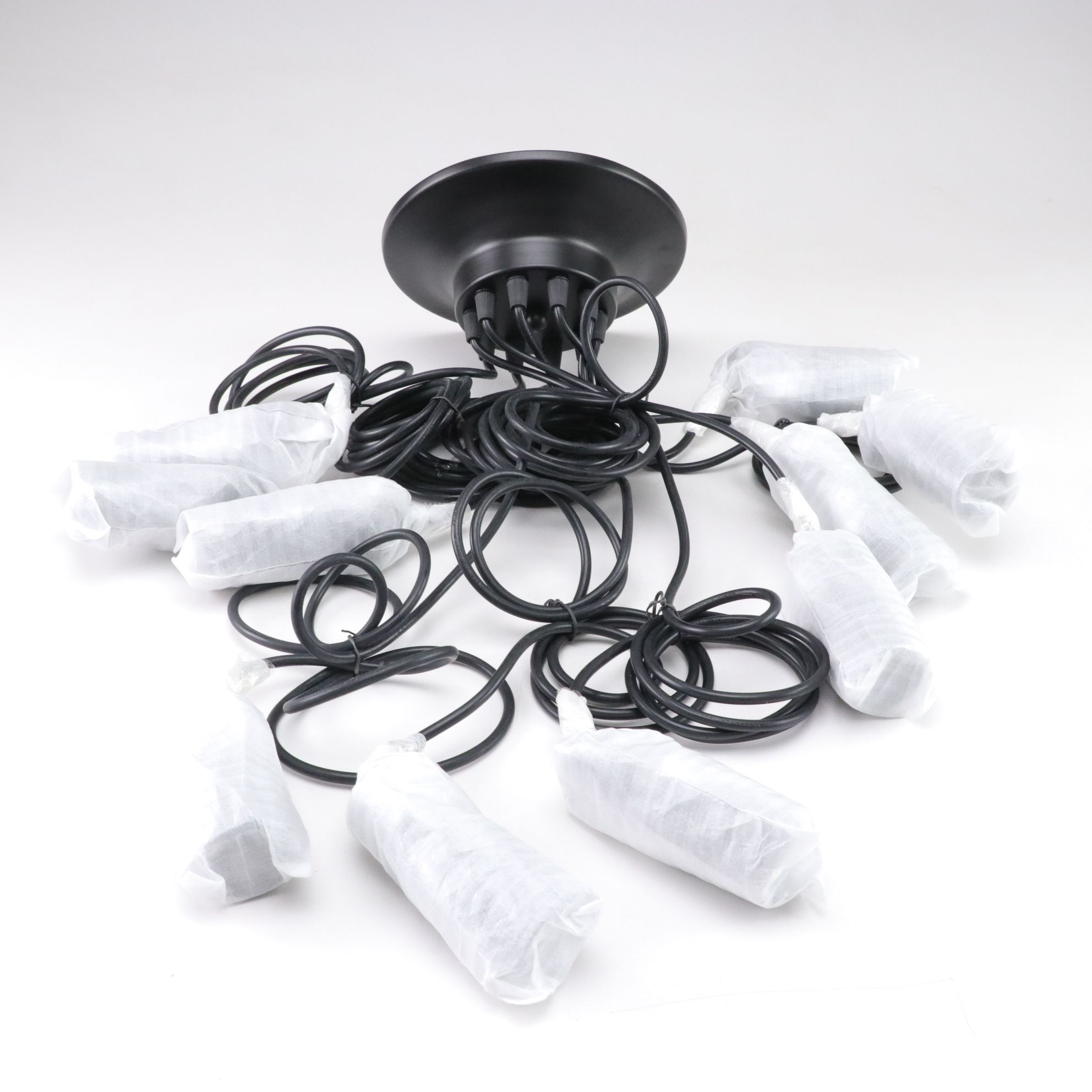 Light Society Industrial Matte Black Tentacle 10-Light Chandelier