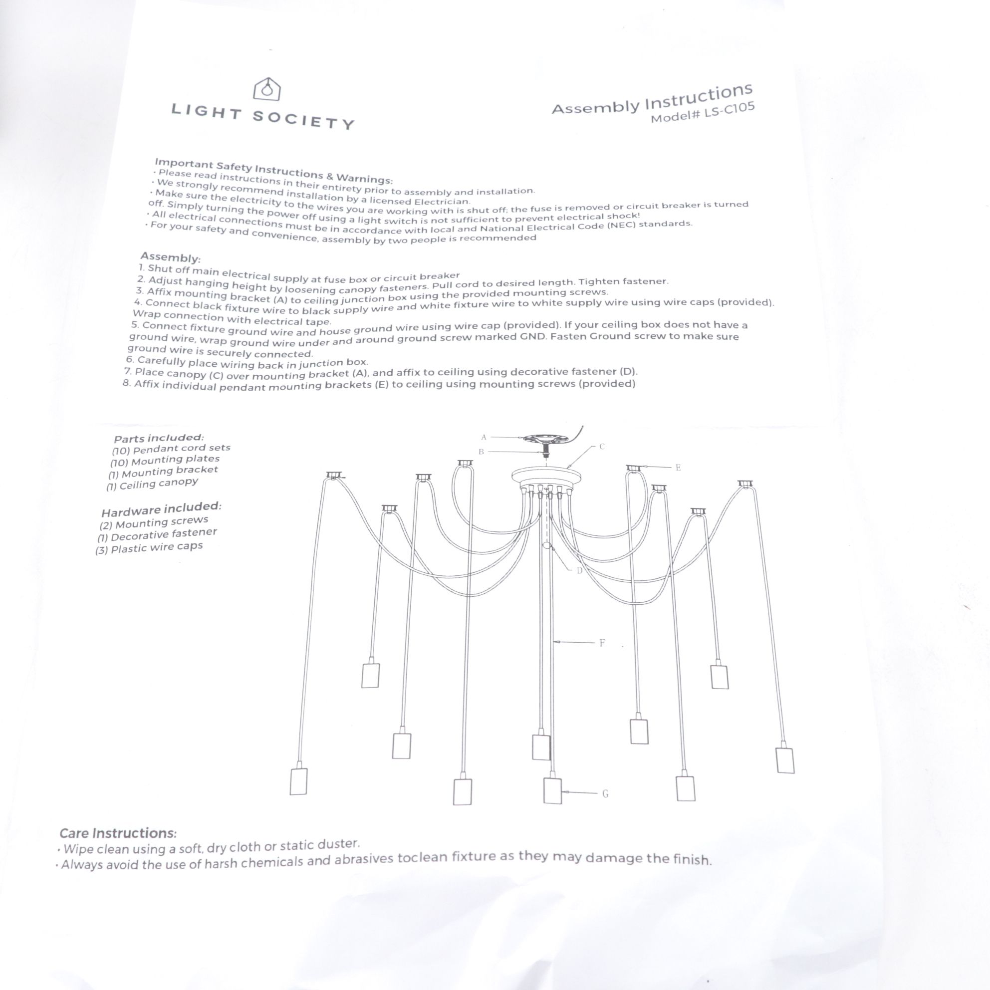 Light Society Industrial Matte Black Tentacle 10-Light Chandelier