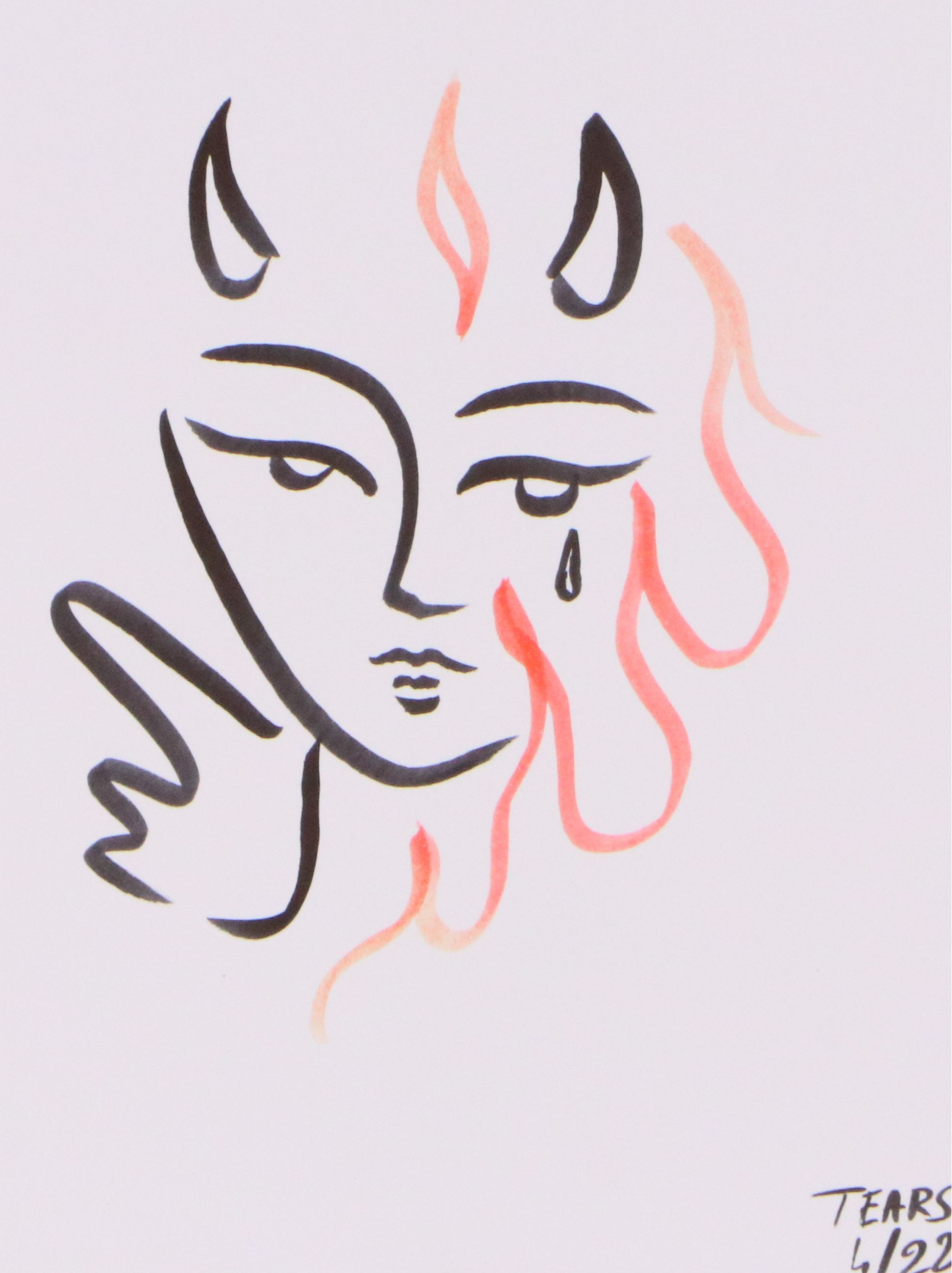 Tears Figurative Drawings with Sticker, 2022