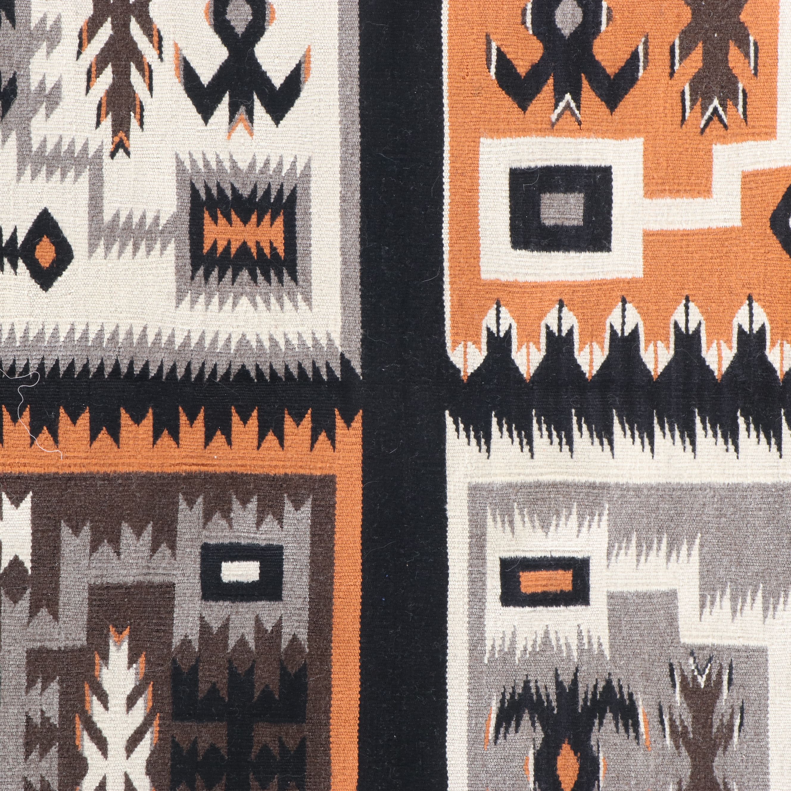 3'9 x 5' Handwoven Navajo Storm Pattern Wool Accent Rug