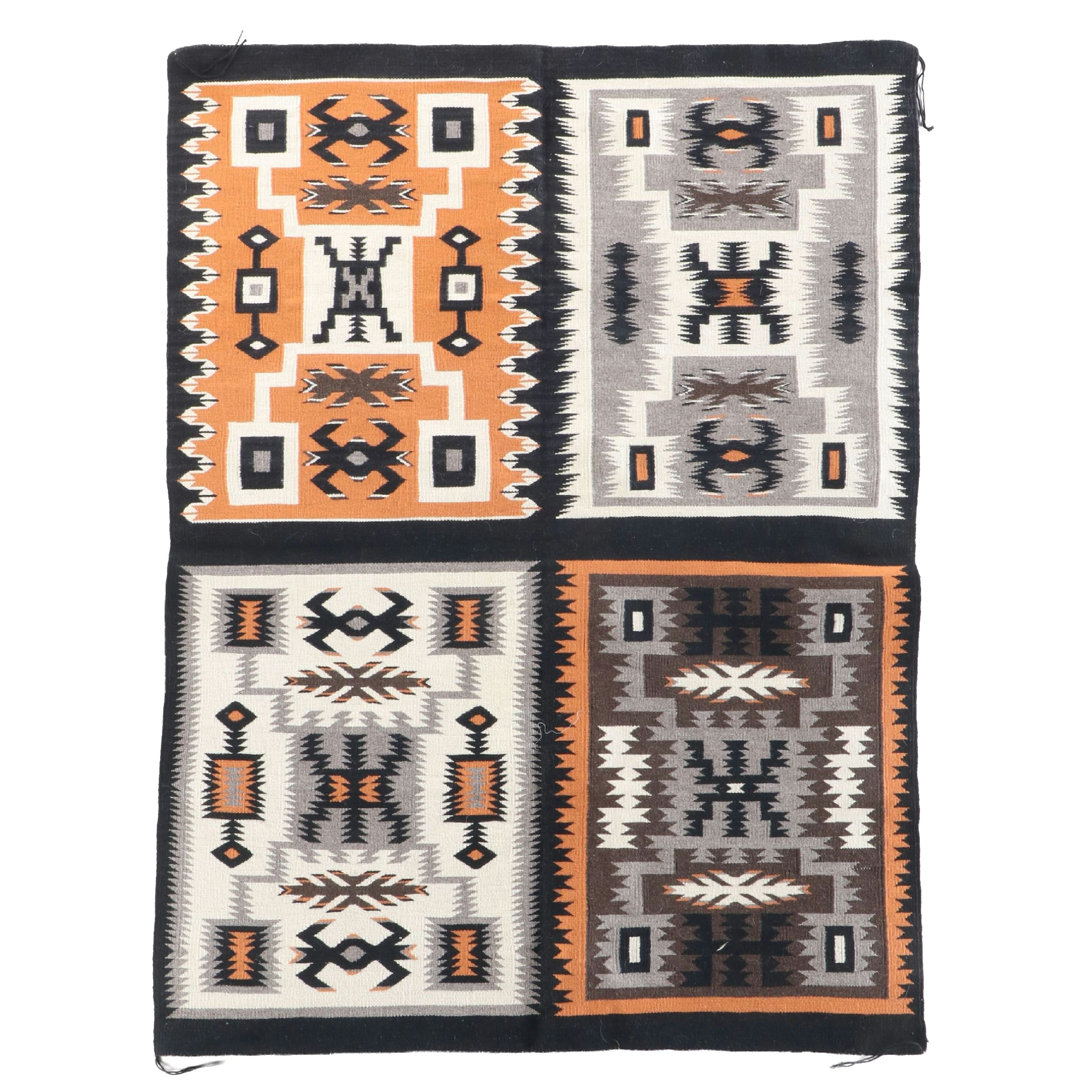 3'9 x 5' Handwoven Navajo Storm Pattern Wool Accent Rug
