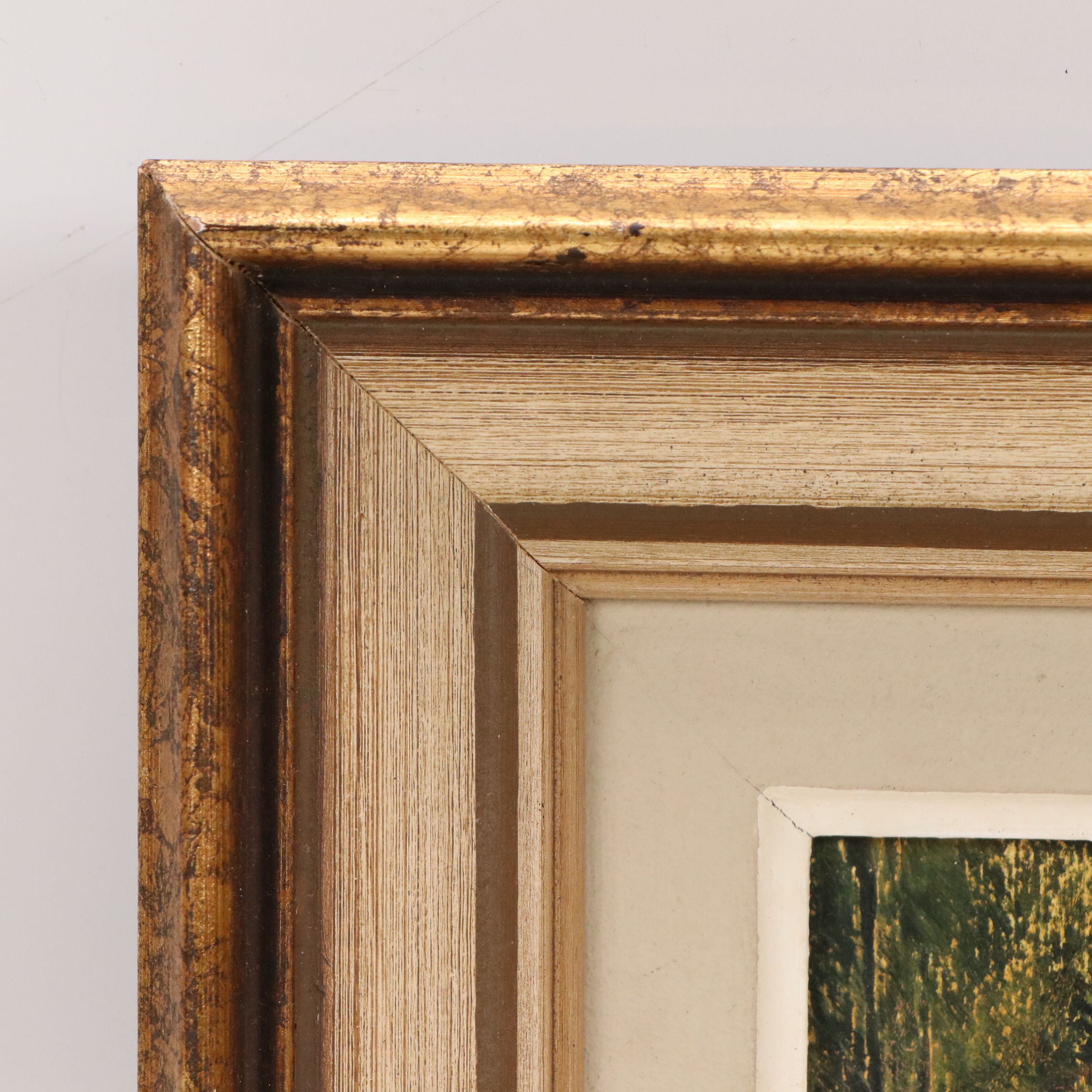 R. Green Oil Painting of Stylized Woodland Landscape, 20th Century