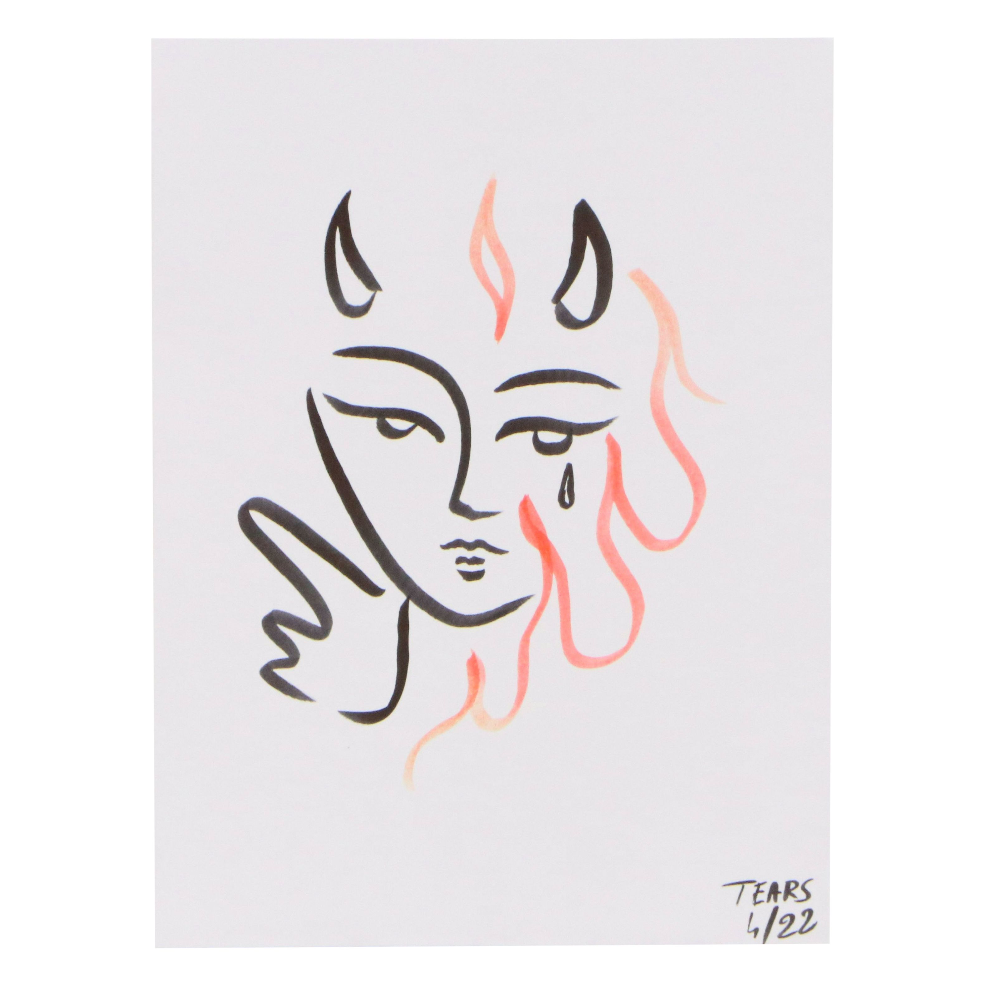 Tears Figurative Drawings with Sticker, 2022