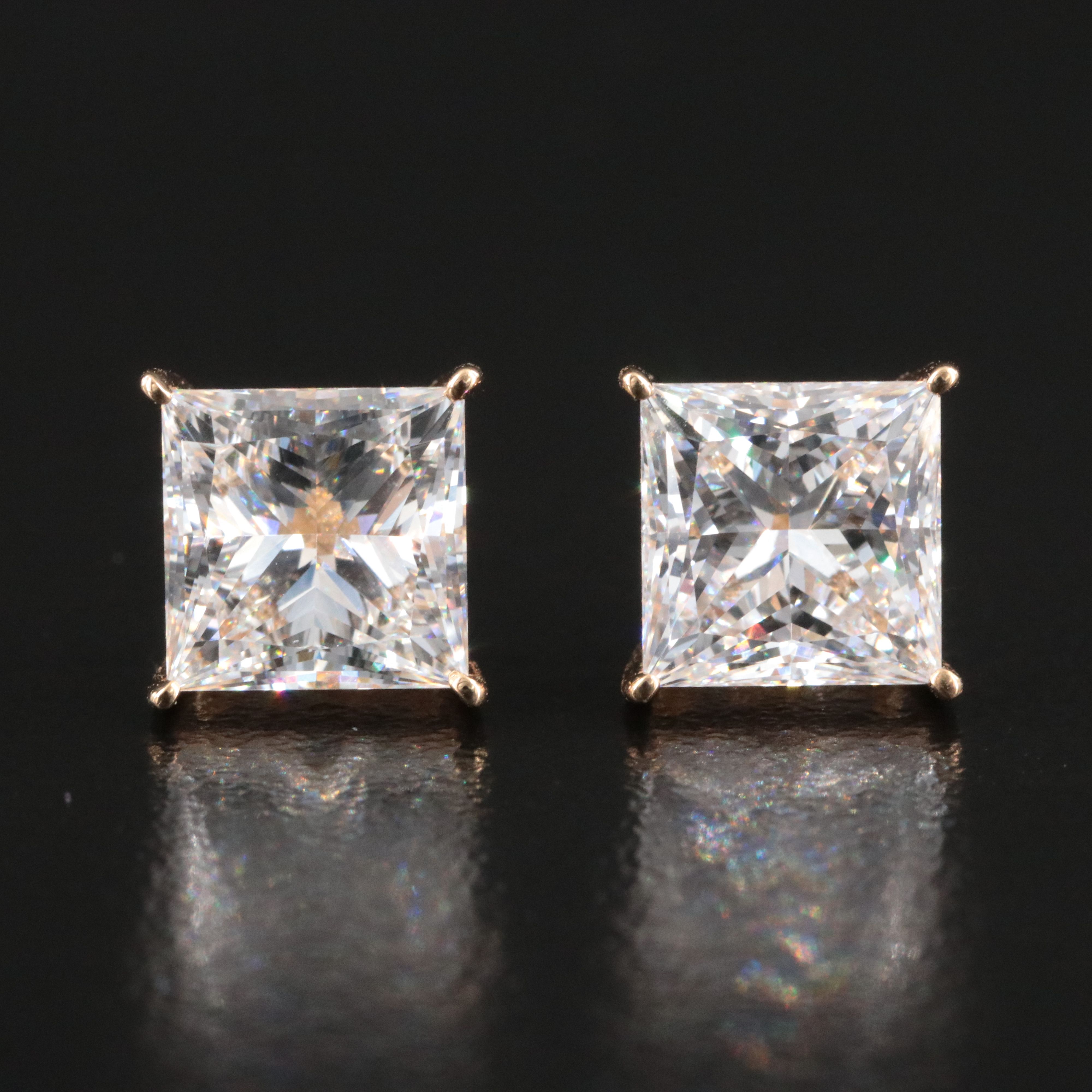 18K 4.13 CTW Lab Grown Diamond Solitaire Earrings with IGI Reports