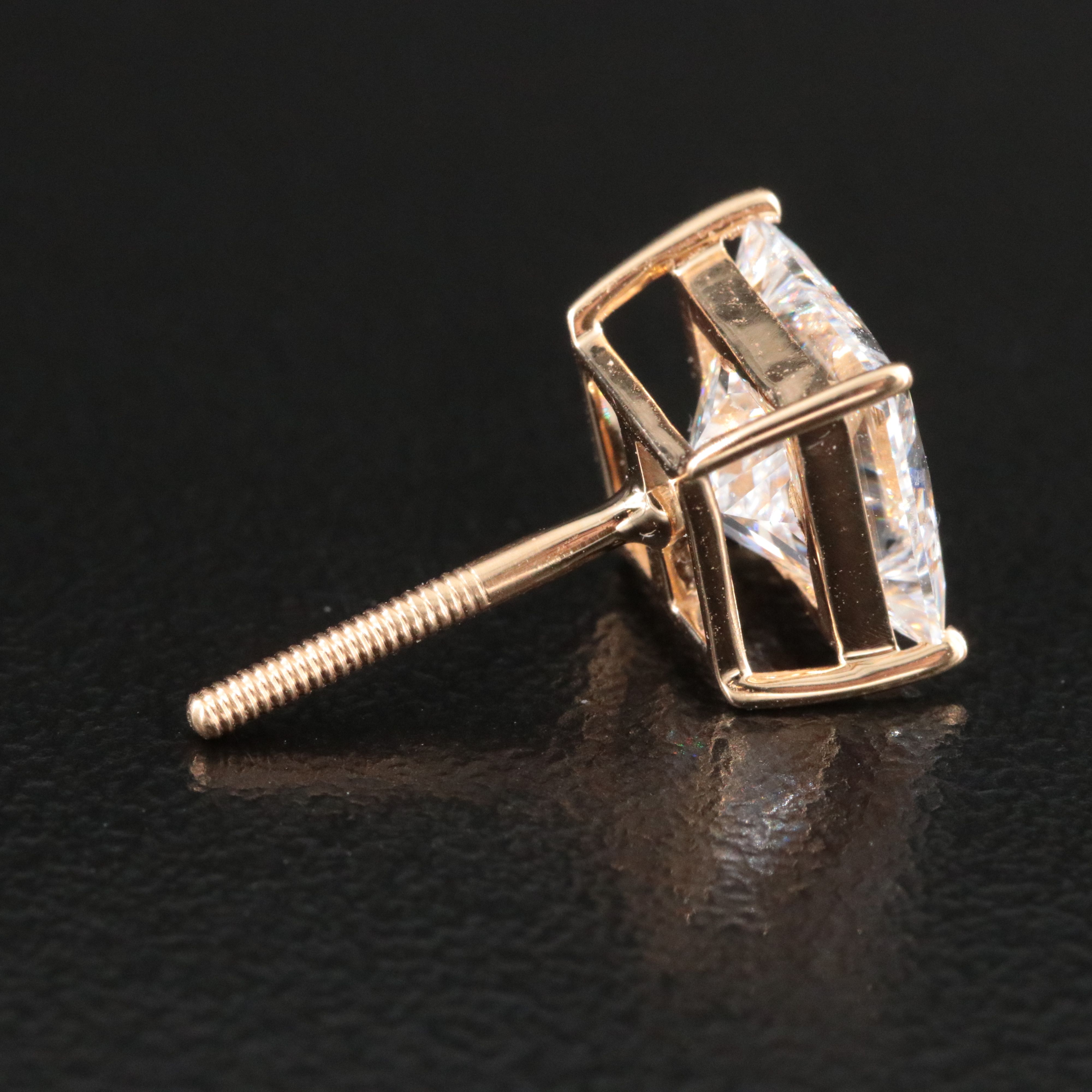 18K 4.13 CTW Lab Grown Diamond Solitaire Earrings with IGI Reports