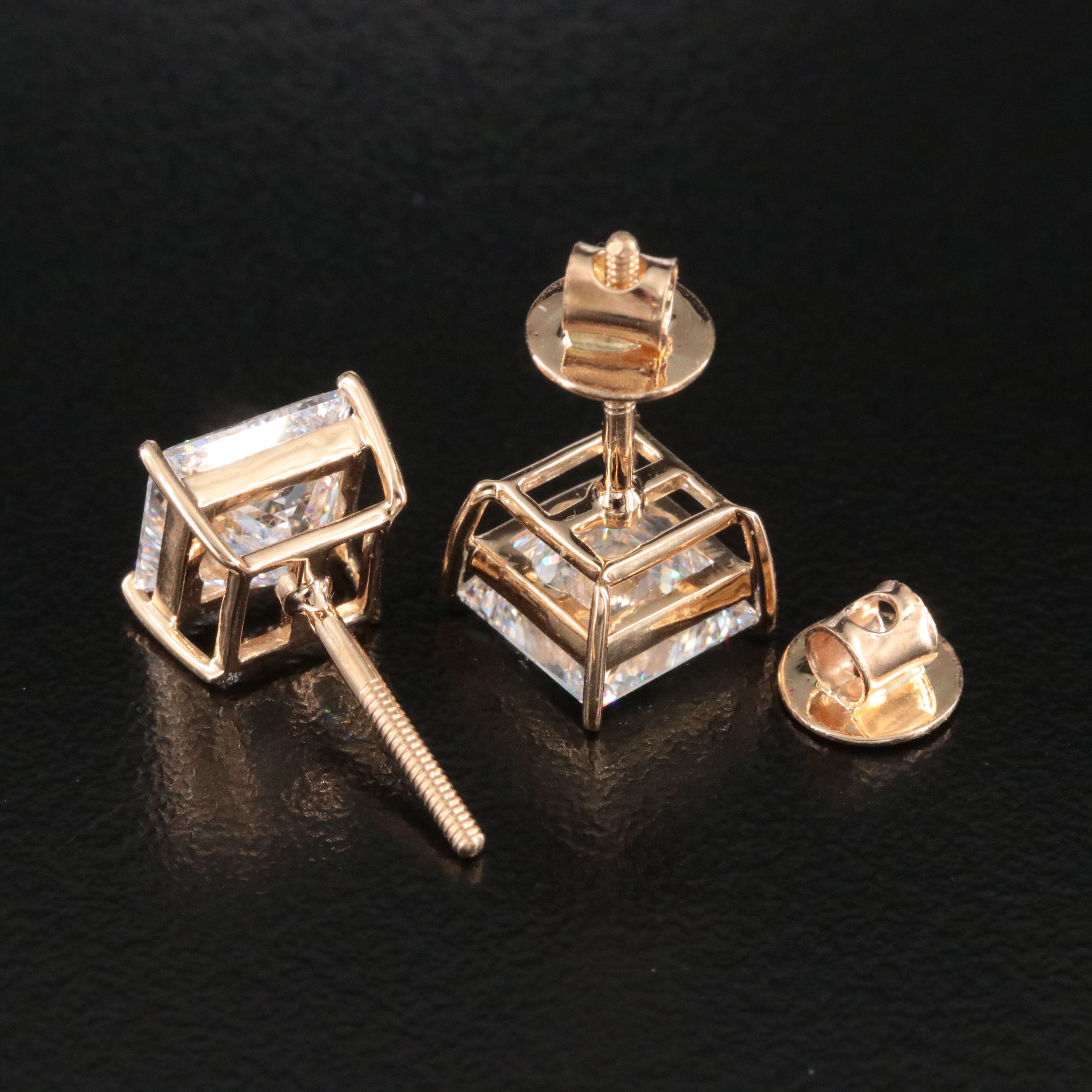 18K 4.13 CTW Lab Grown Diamond Solitaire Earrings with IGI Reports