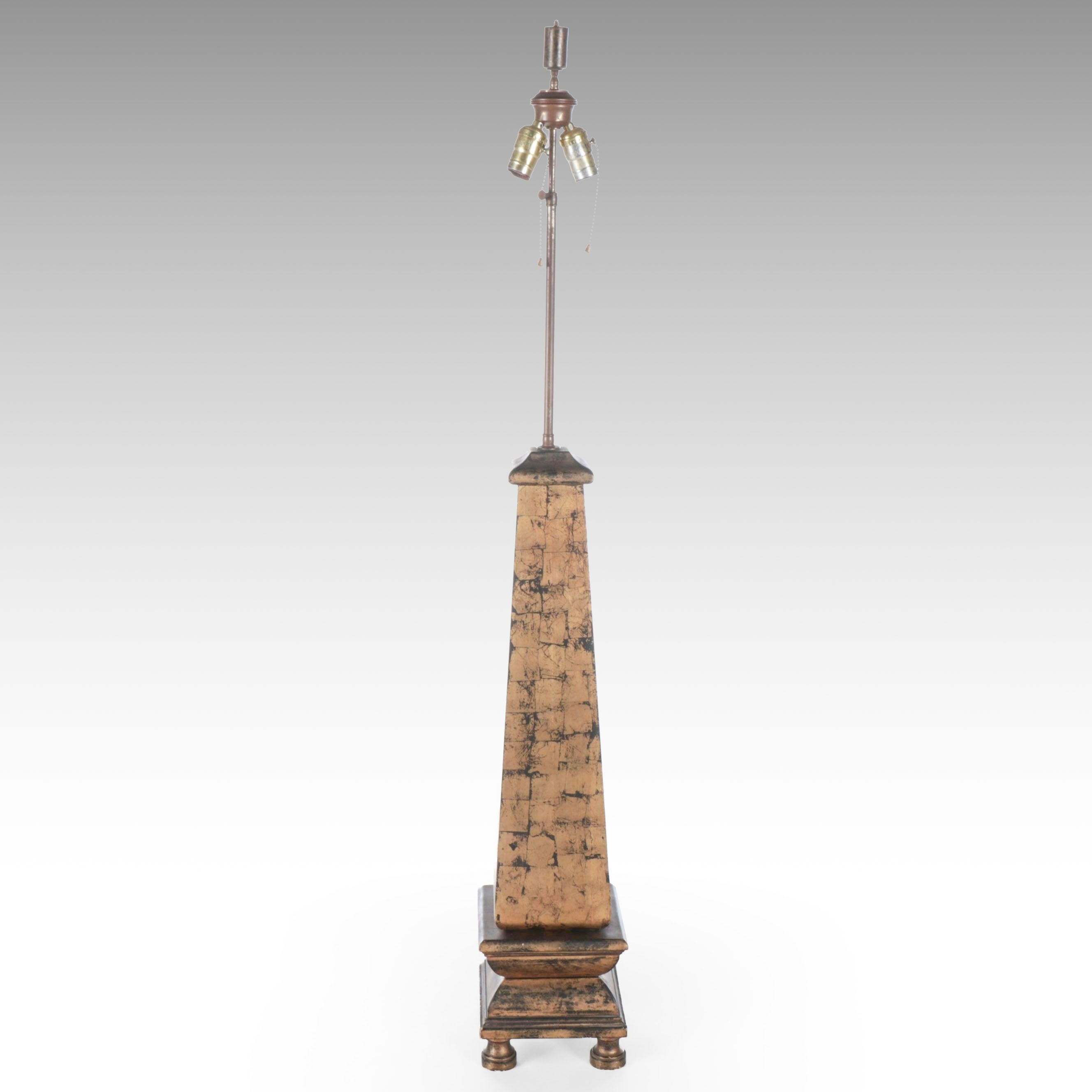 Bronzed Foil Finish Obelisk Floor Lamp, Late 20th Century