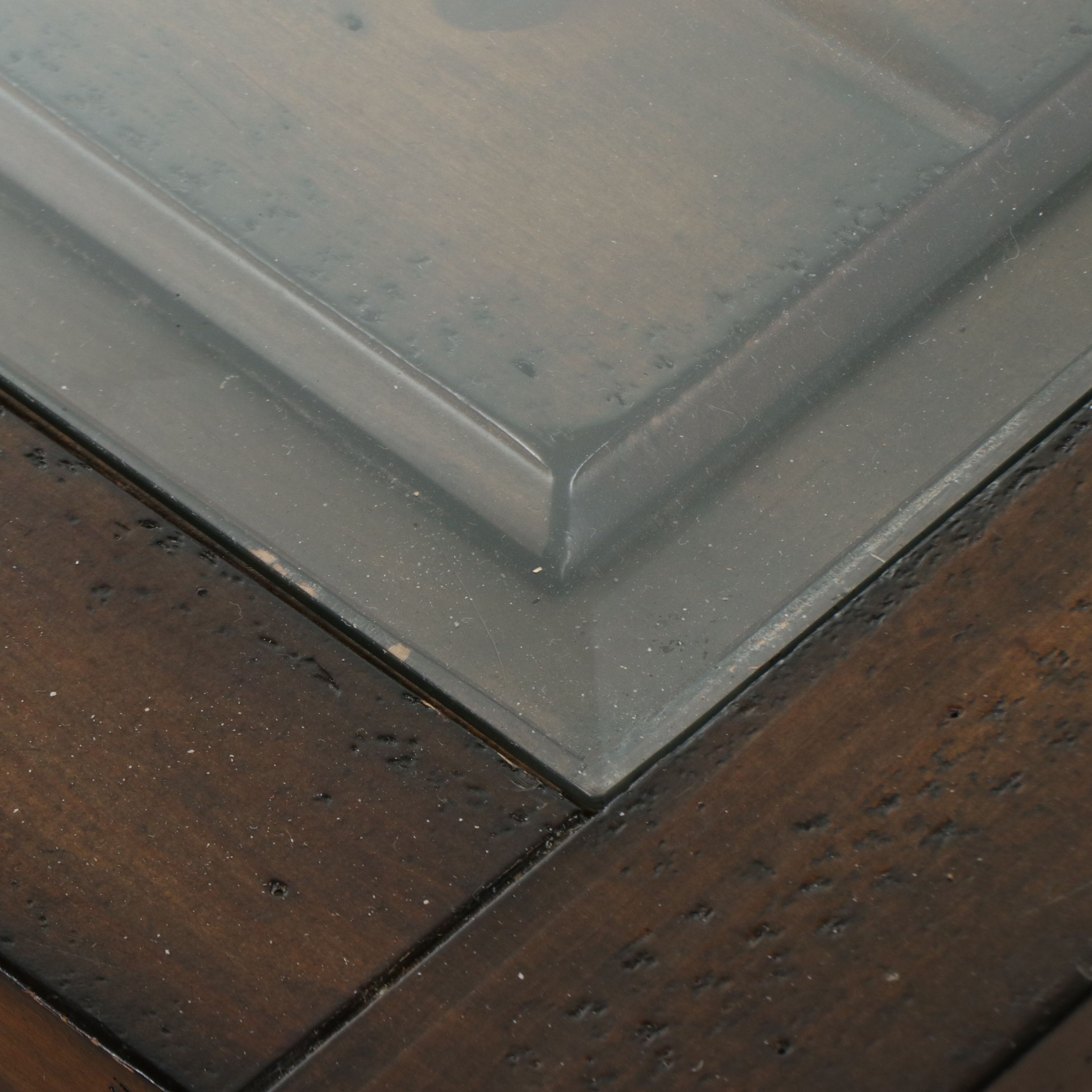 Contemporary Industrial-Style Coffee Table with Inset Paneled Wood Top