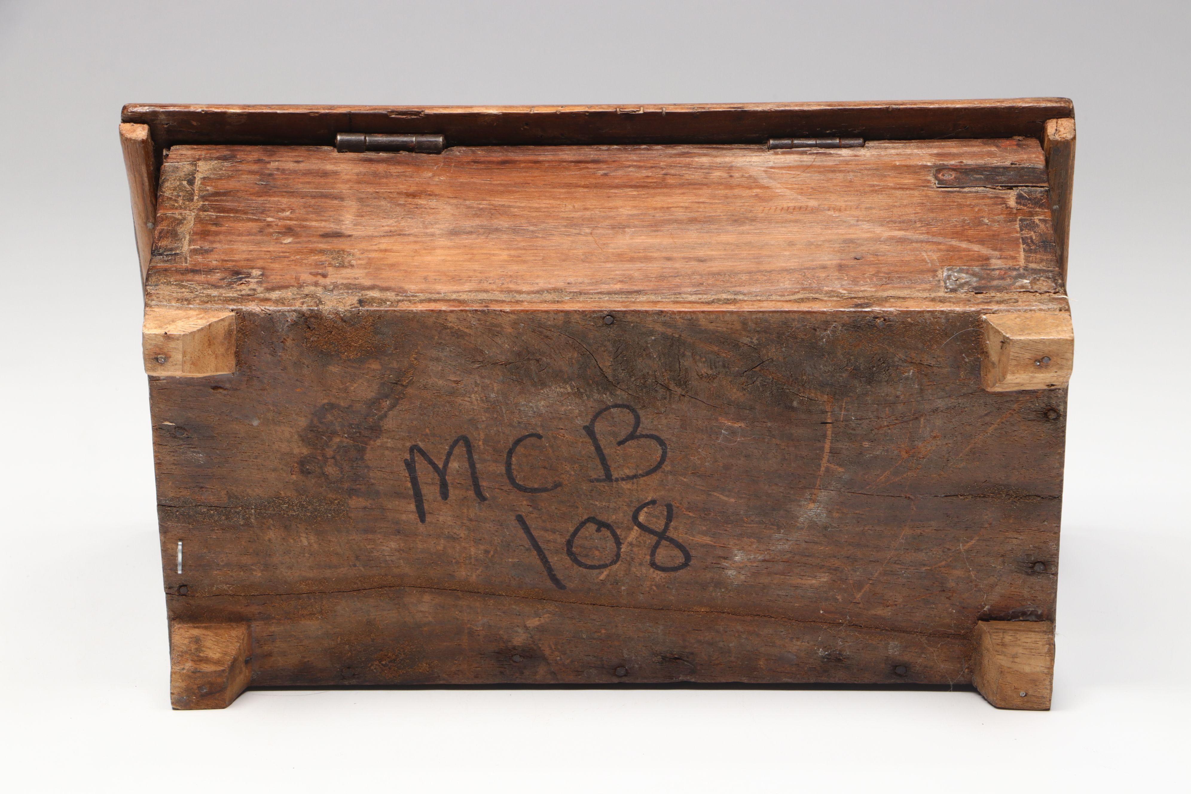 Tapestry Top Wooden Footstool with Wooden Money Box