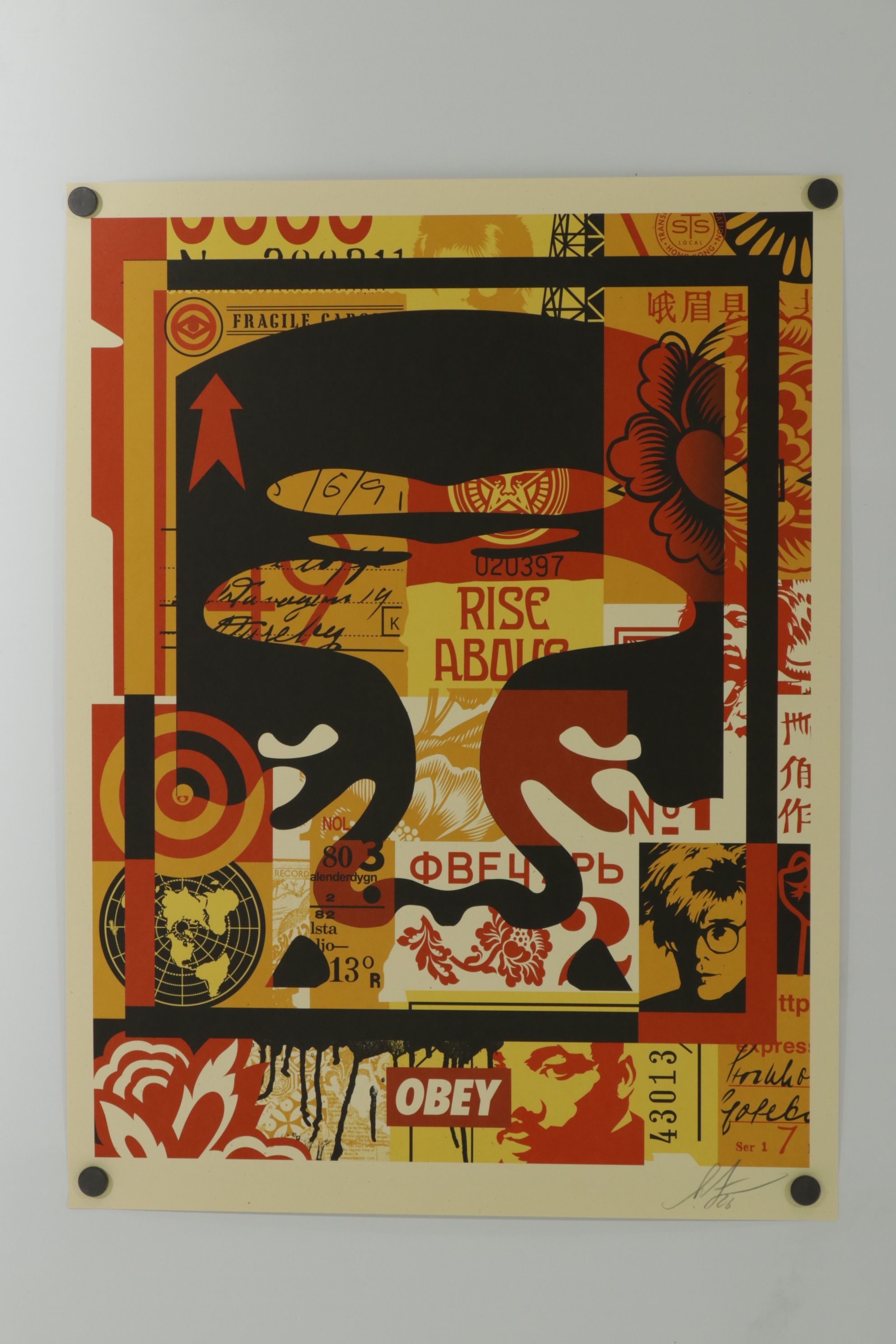 Shepard Fairey Triptych "3-Face Collage Icon" Offset Lithograph, 2026