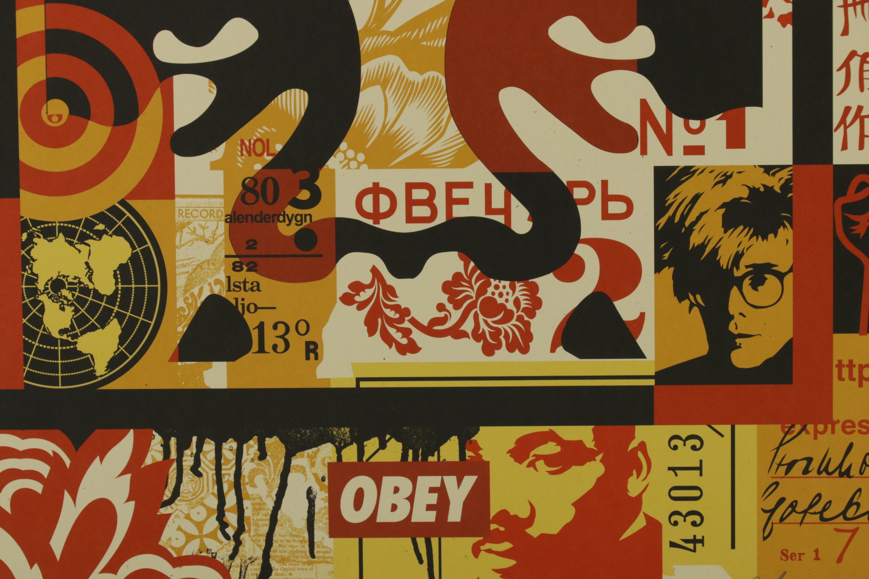 Shepard Fairey Triptych "3-Face Collage Icon" Offset Lithograph, 2026