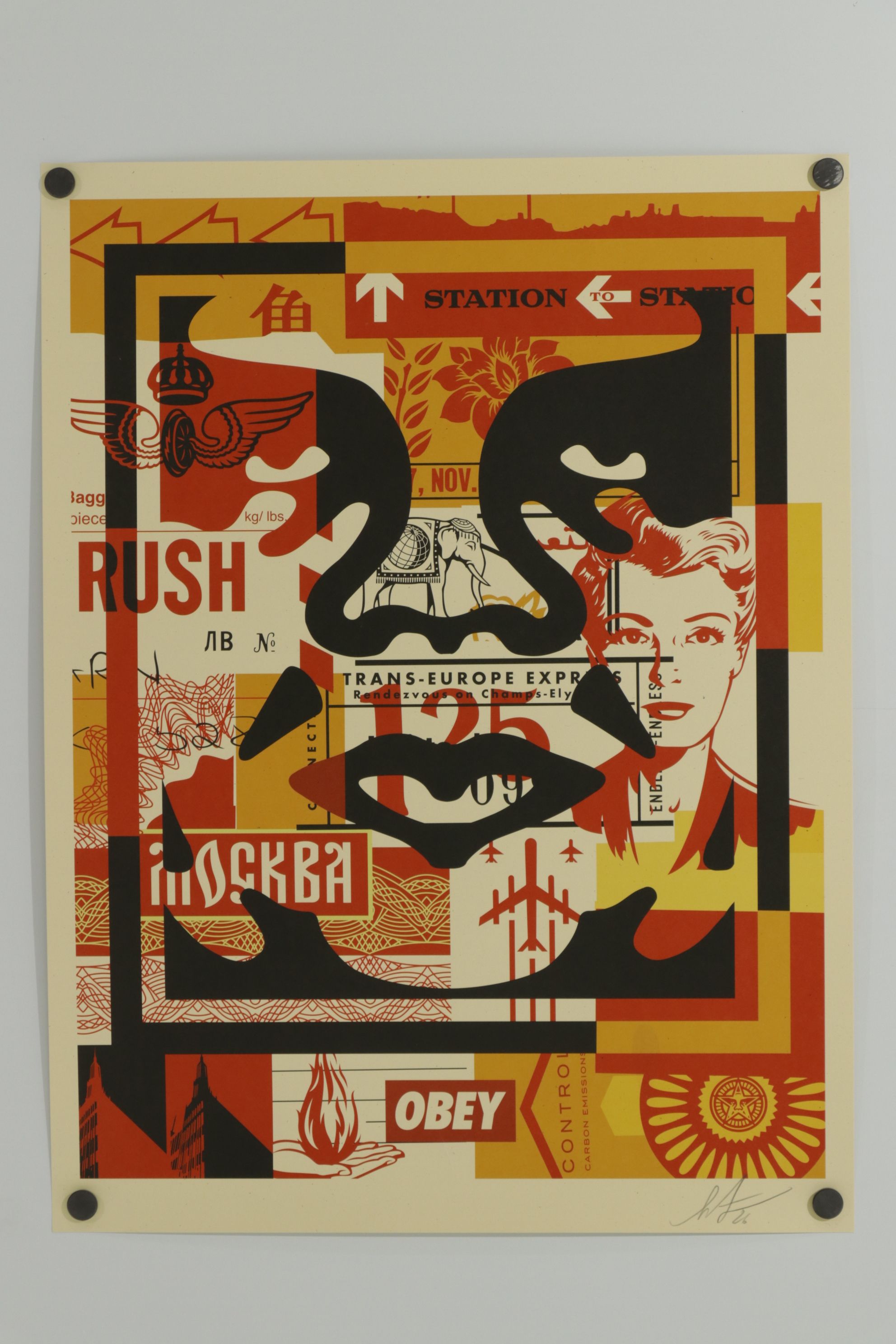 Shepard Fairey Triptych "3-Face Collage Icon" Offset Lithograph, 2026