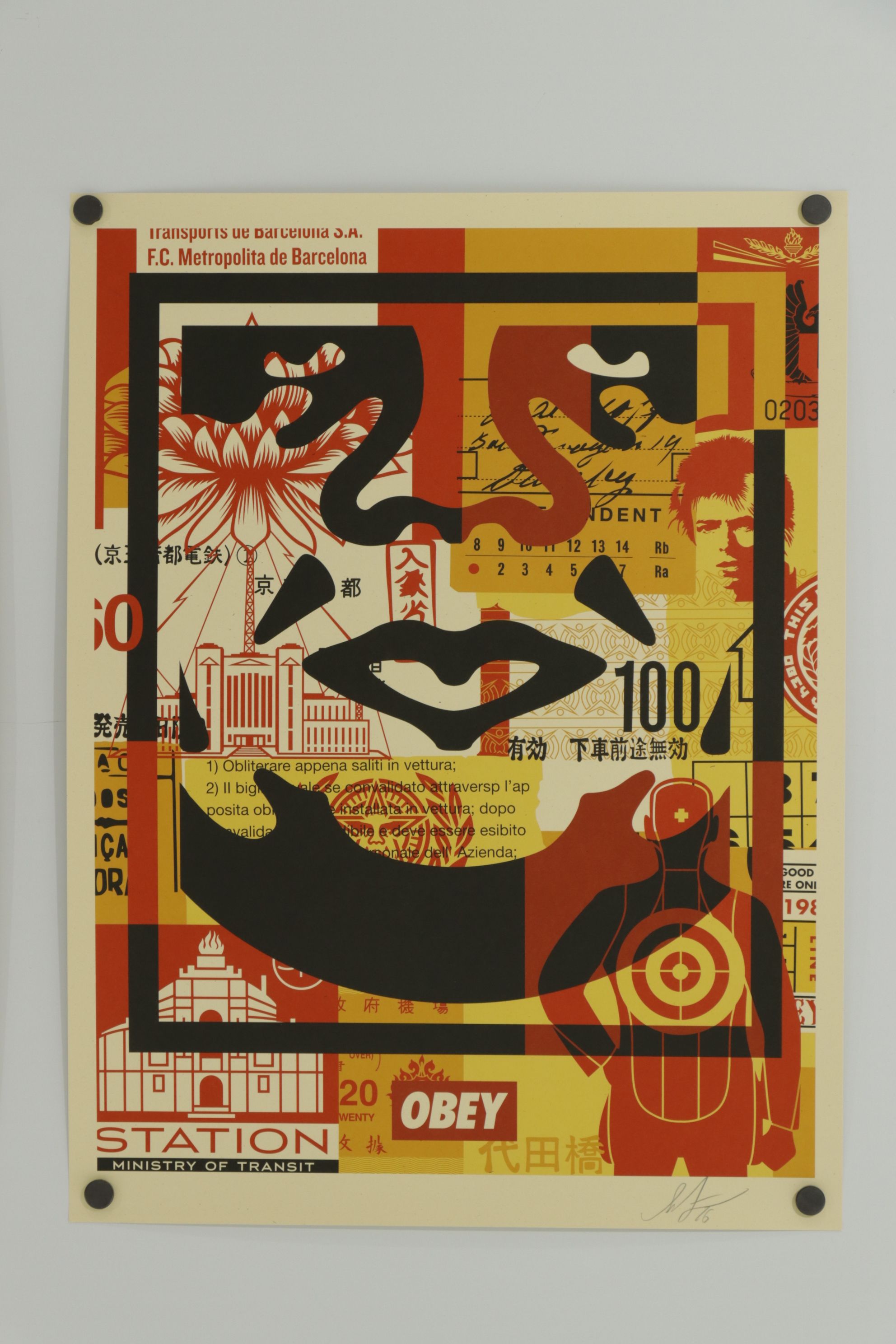 Shepard Fairey Triptych "3-Face Collage Icon" Offset Lithograph, 2026