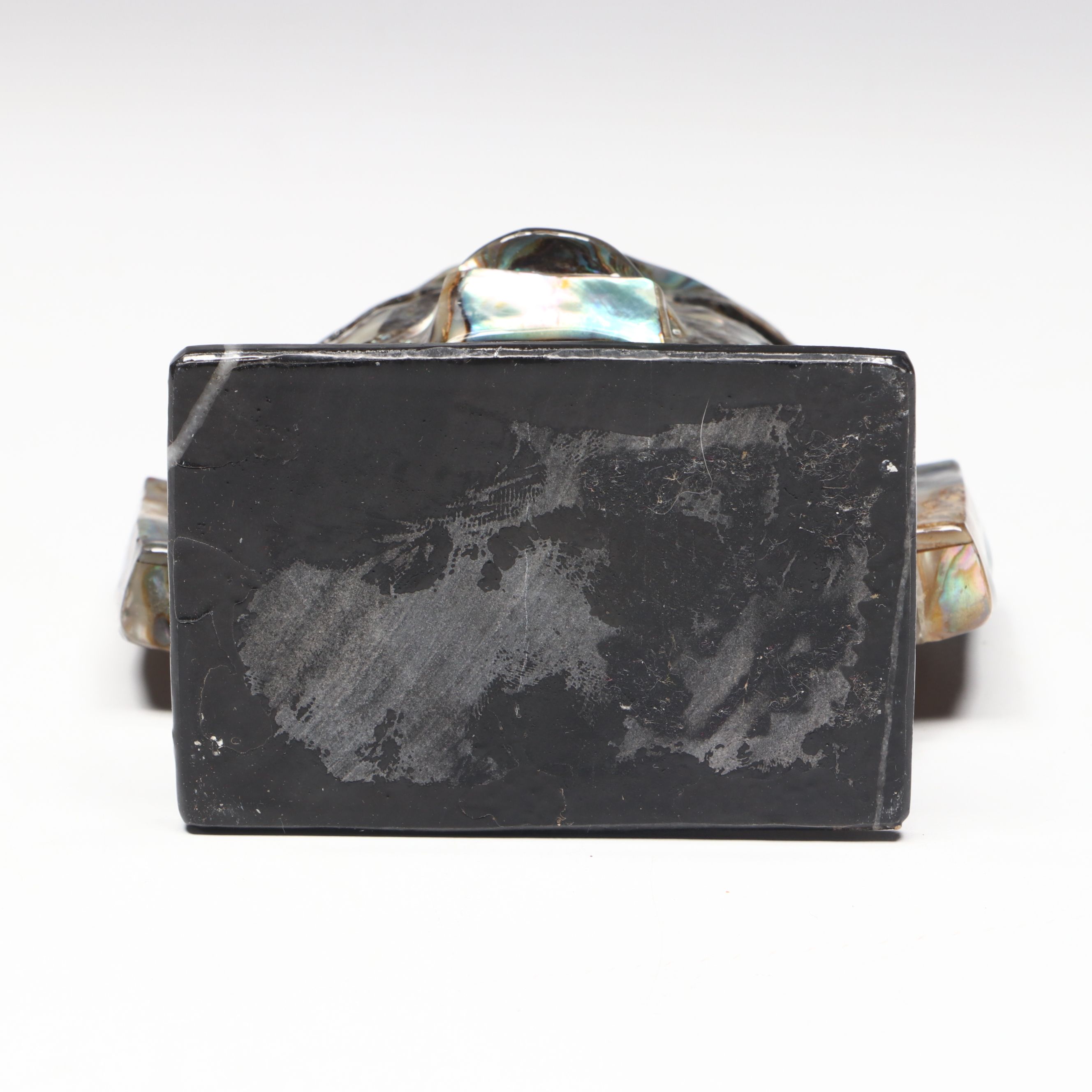 Aztec Style Abalone and Stone Death Mask on Base