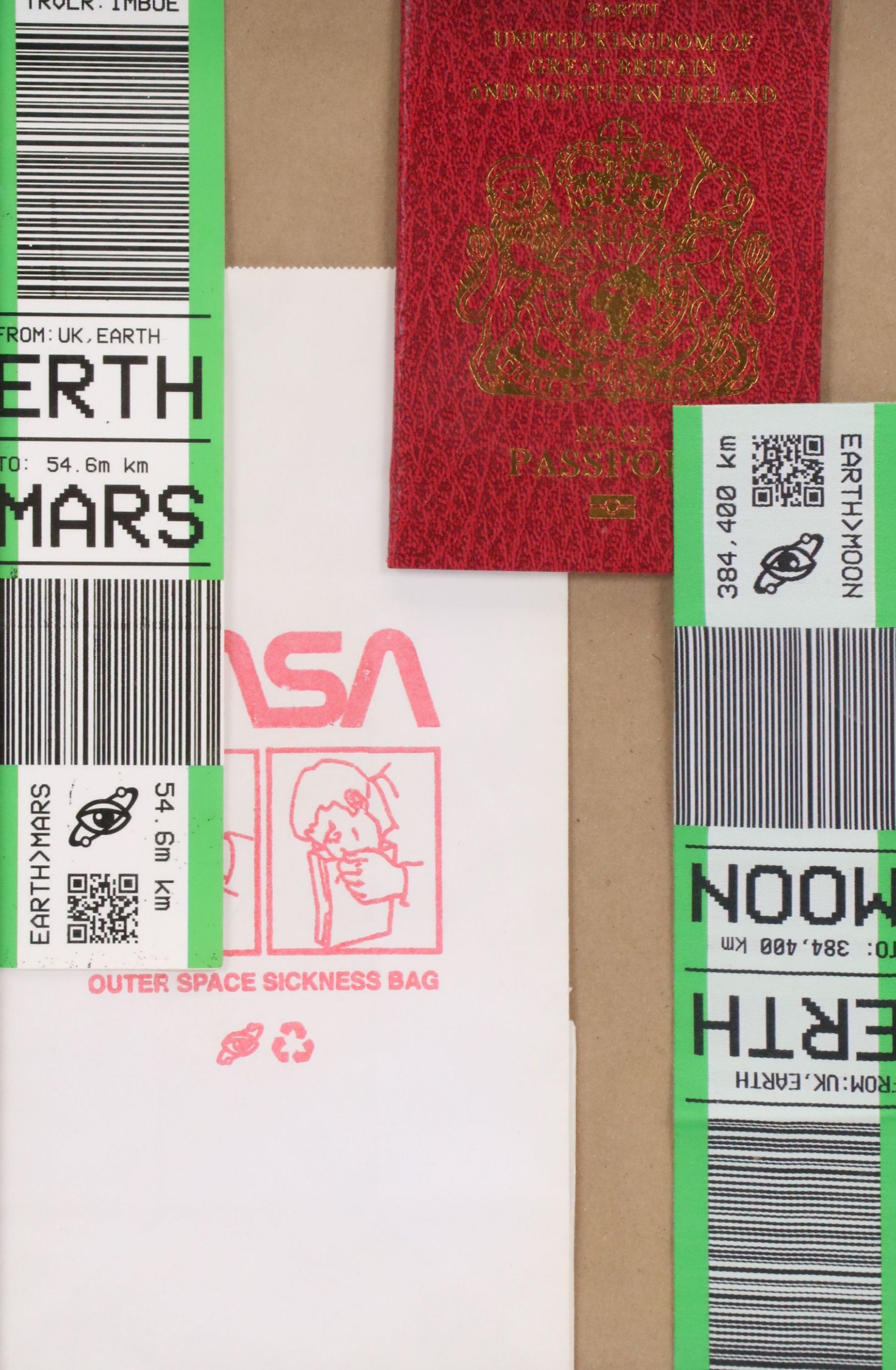 Imbue Pop Art Serigraph "Departures" and Novelty Space Travel Ephemera, 2019
