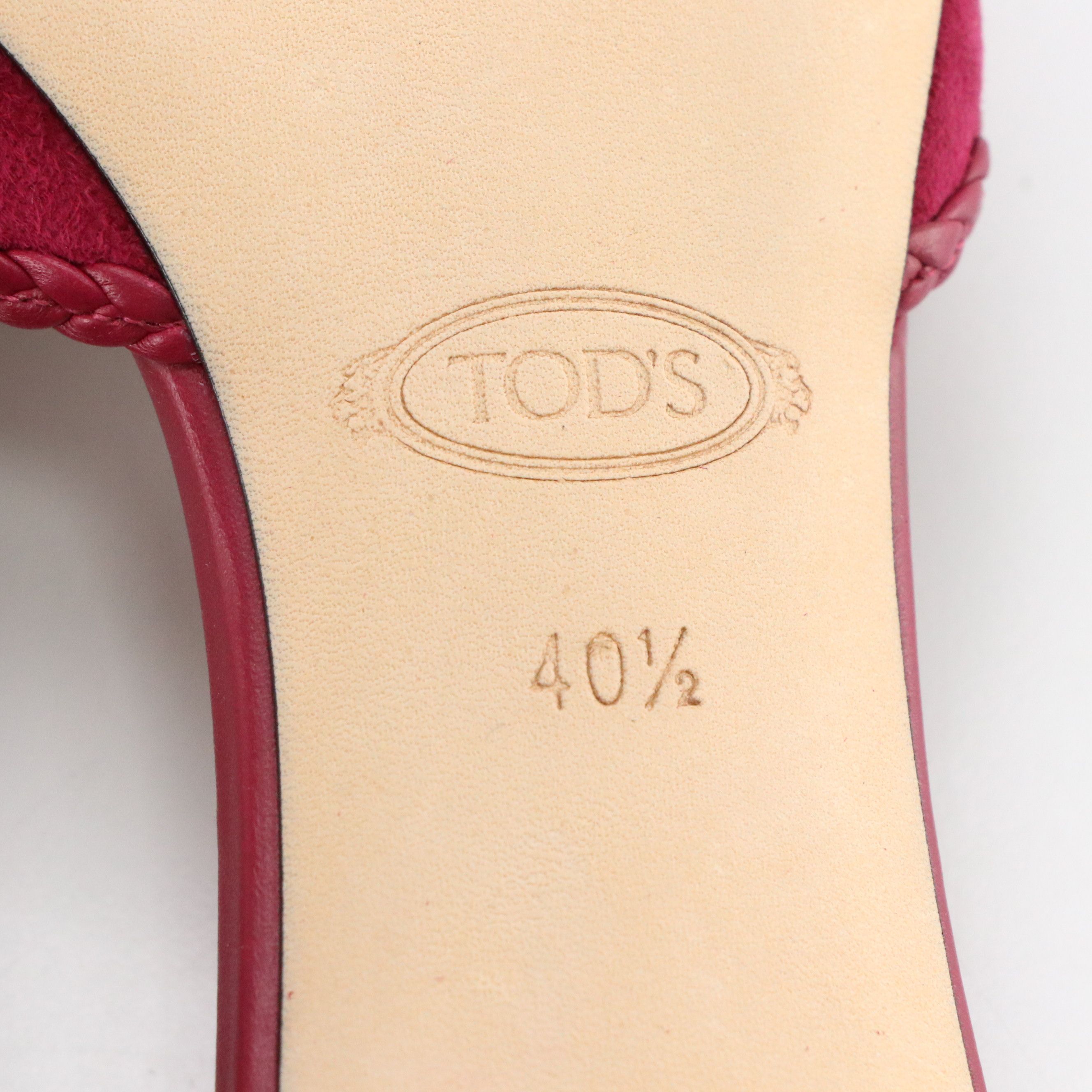 Tod's Tassel Slingback Kitten Heel Pumps in Suede/Leather with Box