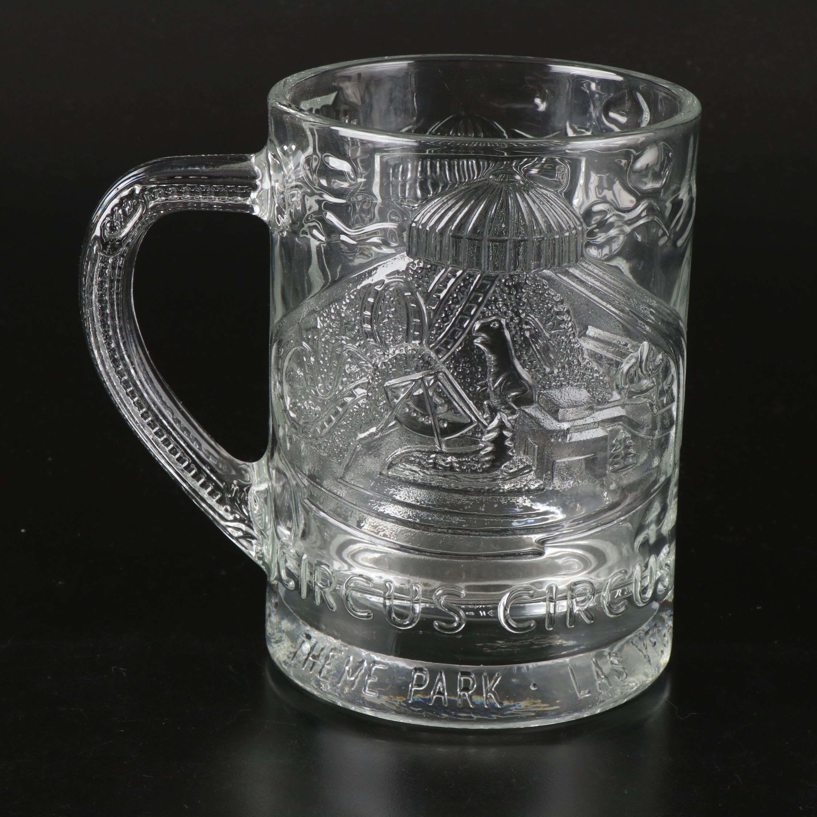 Casino Souvenir Pressed Glass Beer Mugs and Goblet